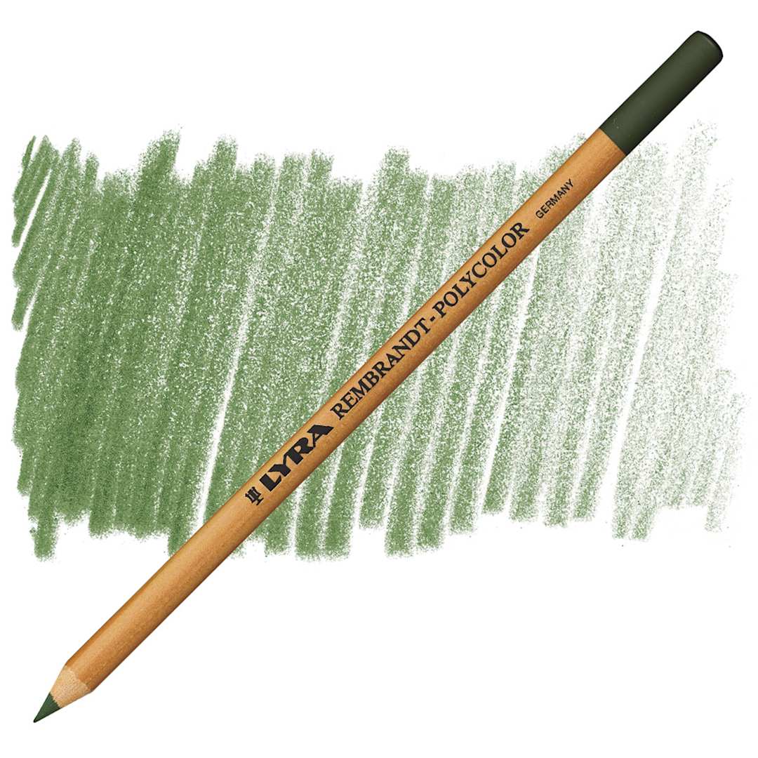 Open in modal - Lyra Rembrandt Polycolor Premium Oil-Based Colored Pencil - Sap Green pencil and swatch