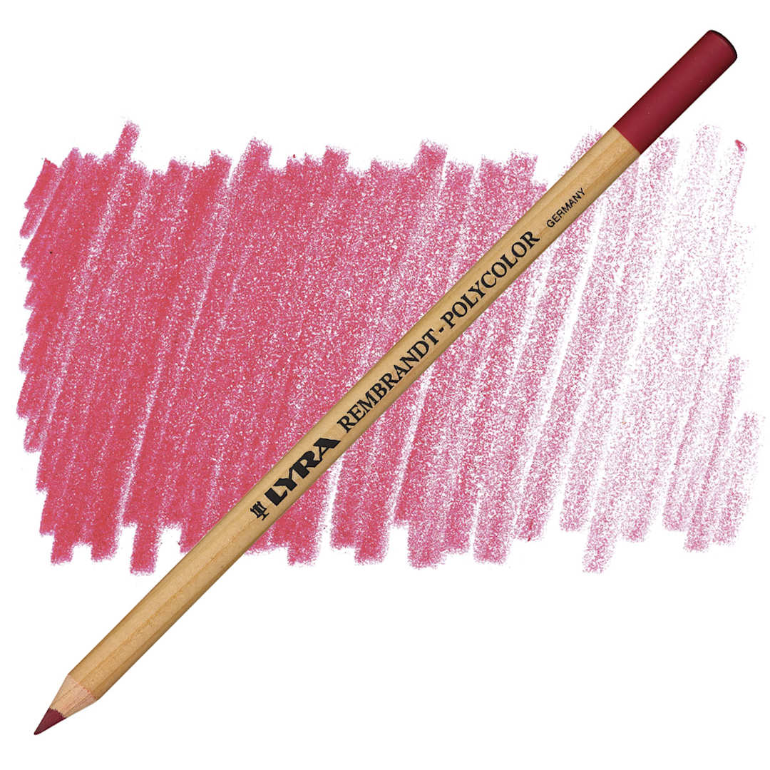 Open in modal - Lyra Rembrandt Polycolor Premium Oil-Based Colored Pencil - Deep Carmine pencil and swatch