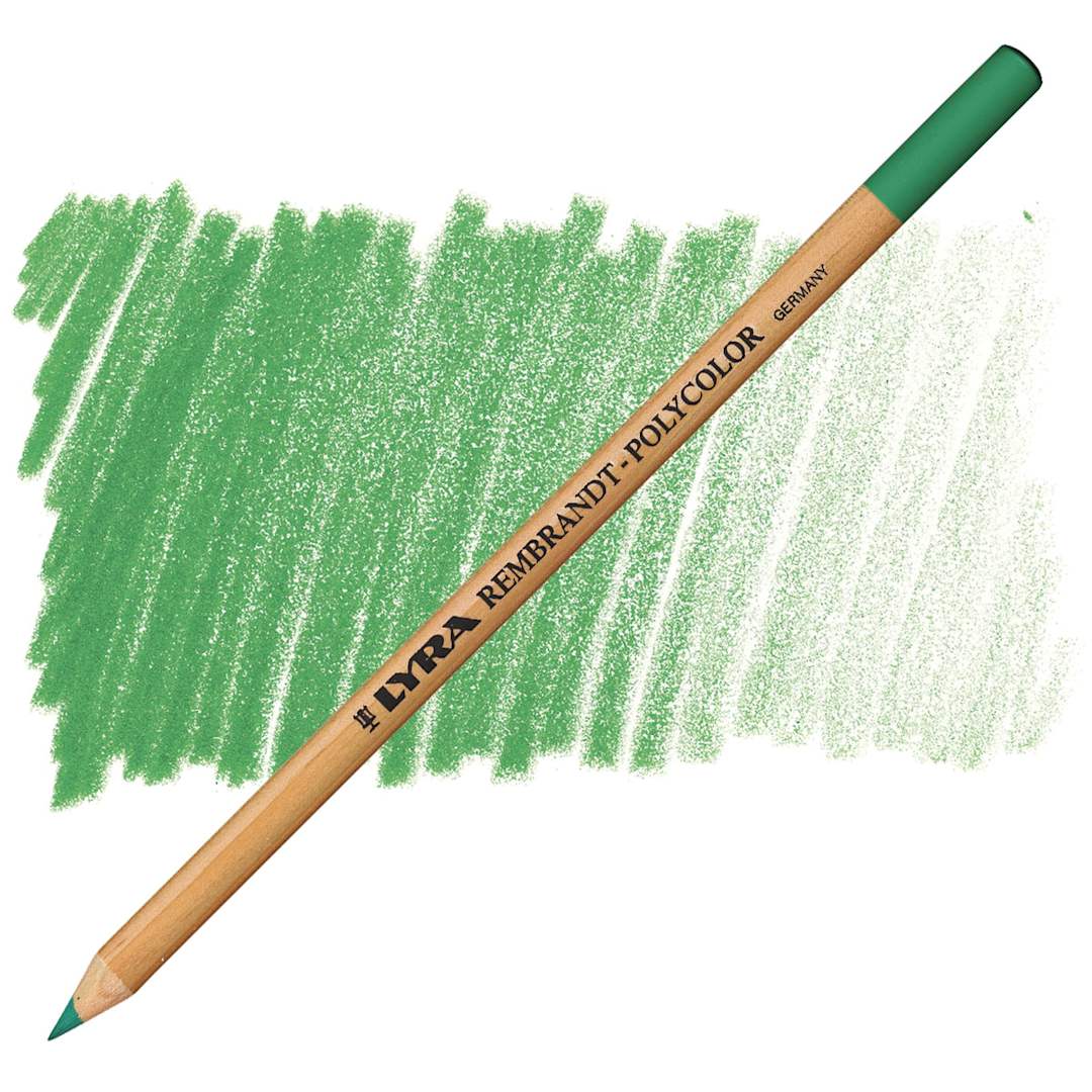 Open in modal - Lyra Rembrandt Polycolor Premium Oil-Based Colored Pencil - Emerald Green pencil and swatch