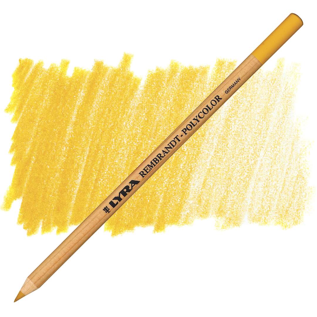 Open in modal - Lyra Rembrandt Polycolor Premium Oil-Based Colored Pencil - Gold Ochre pencil and swatch