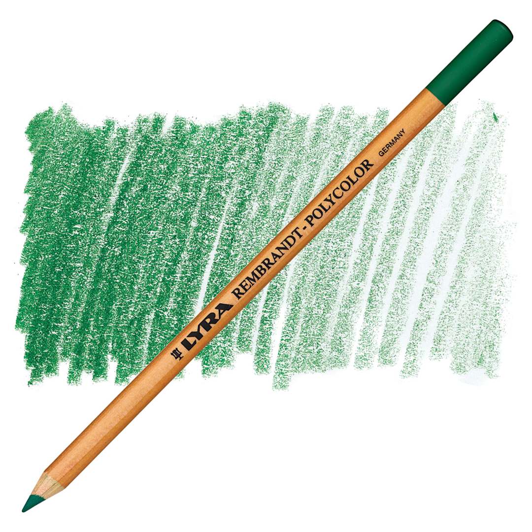 Open in modal - Lyra Rembrandt Polycolor Premium Oil-Based Colored Pencil - Hooker's Green pencil and swatch