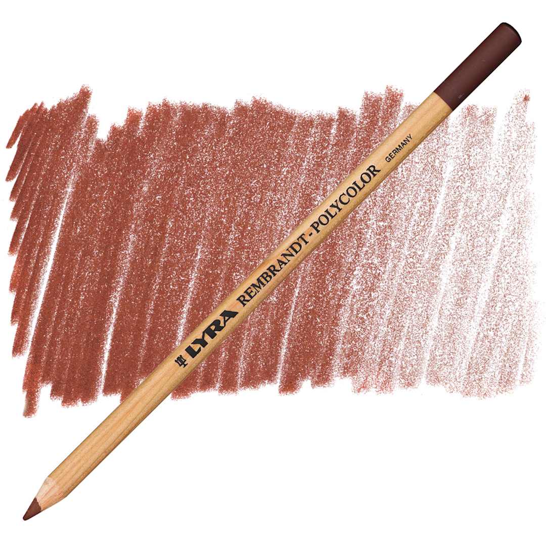 Open in modal - Lyra Rembrandt Polycolor Premium Oil-Based Colored Pencil - Indian Red pencil and swatch