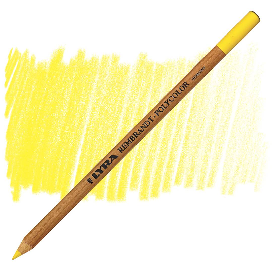 Open in modal - Lyra Rembrandt Polycolor Premium Oil-Based Colored Pencil - Lemon Yellow pencil and swatch