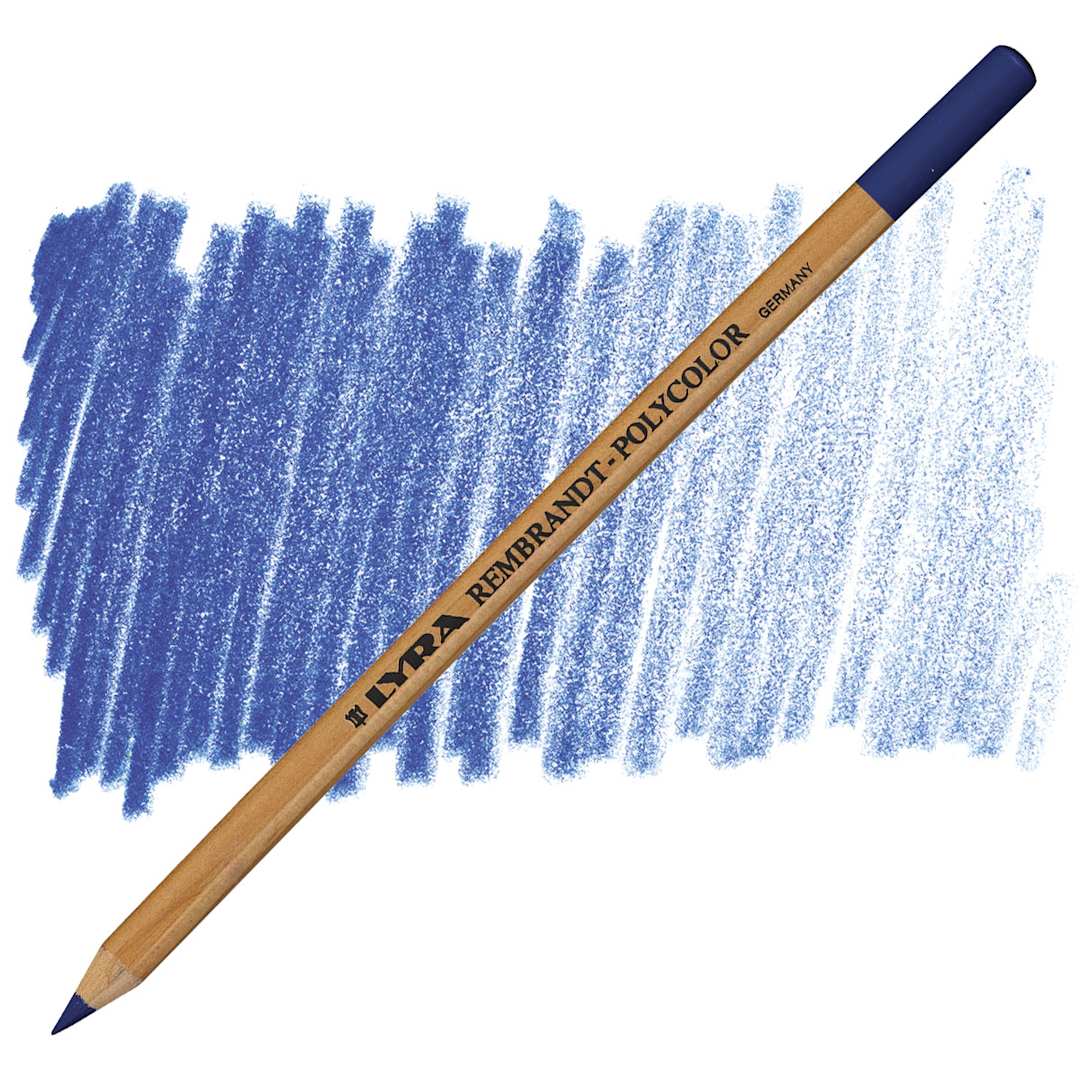 Open in modal - Lyra Rembrandt Polycolor Premium Oil-Based Colored Pencil - Cobalt Blue Light pencil and swatch