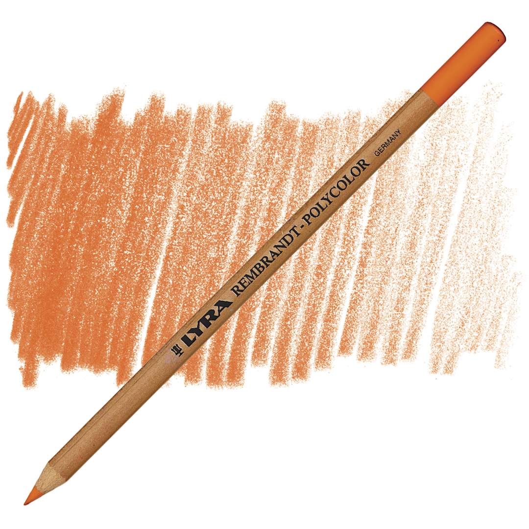 Open in modal - Lyra Rembrandt Polycolor Premium Oil-Based Colored Pencil - Orange pencil and swatch