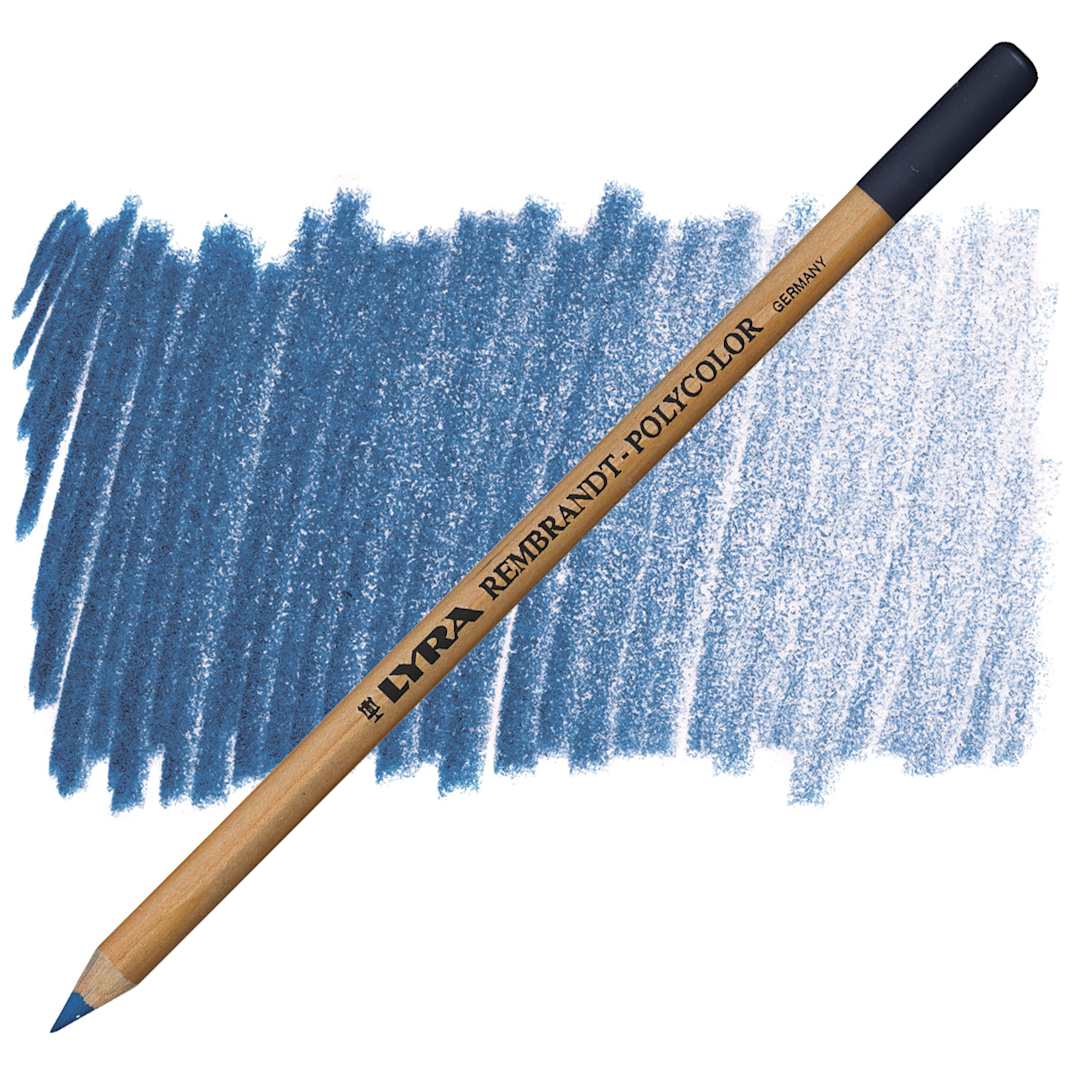 Open in modal - Lyra Rembrandt Polycolor Premium Oil-Based Colored Pencil - Oriental Blue pencil and swatch
