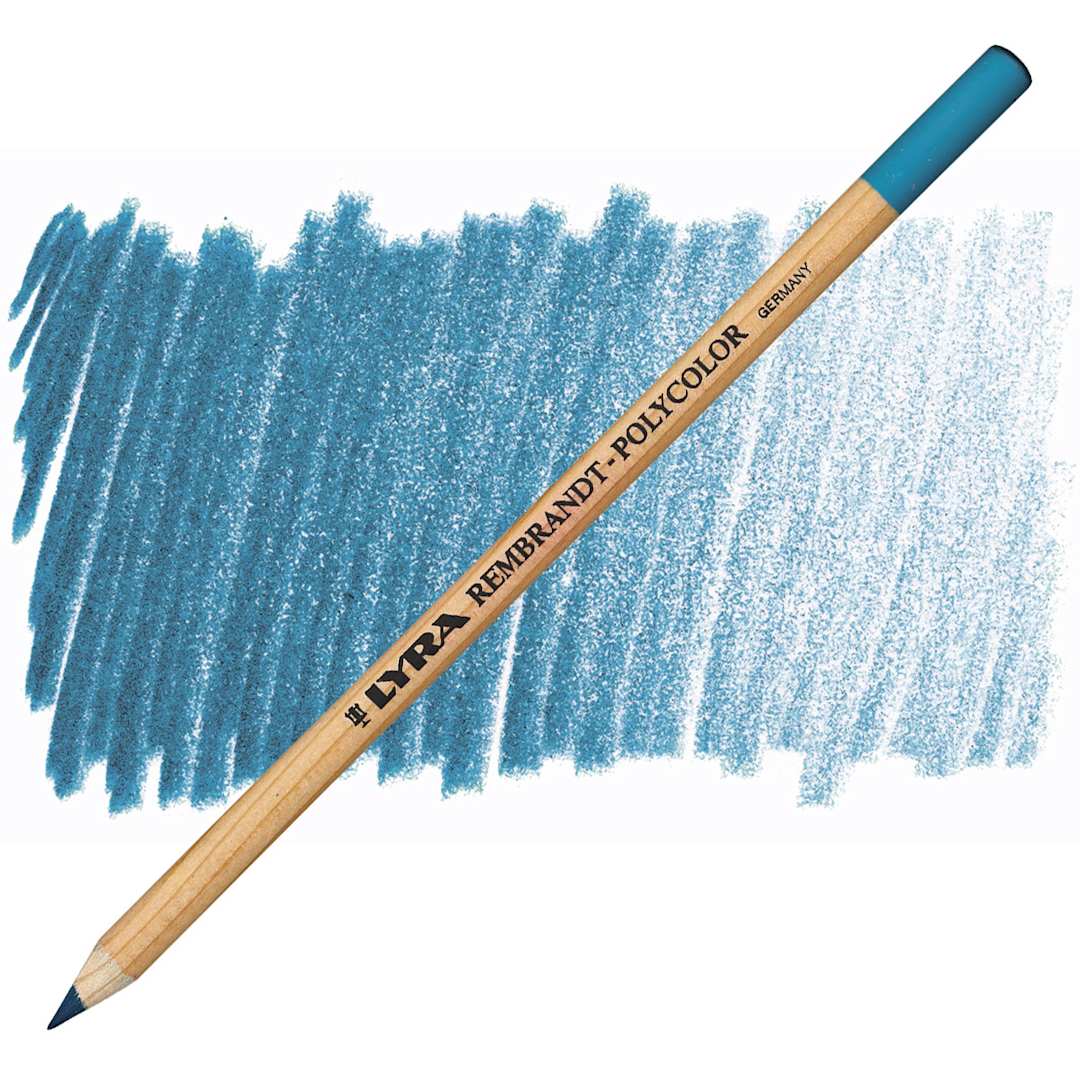 Open in modal - Lyra Rembrandt Polycolor Premium Oil-Based Colored Pencil - Deep Turquoise pencil and swatch