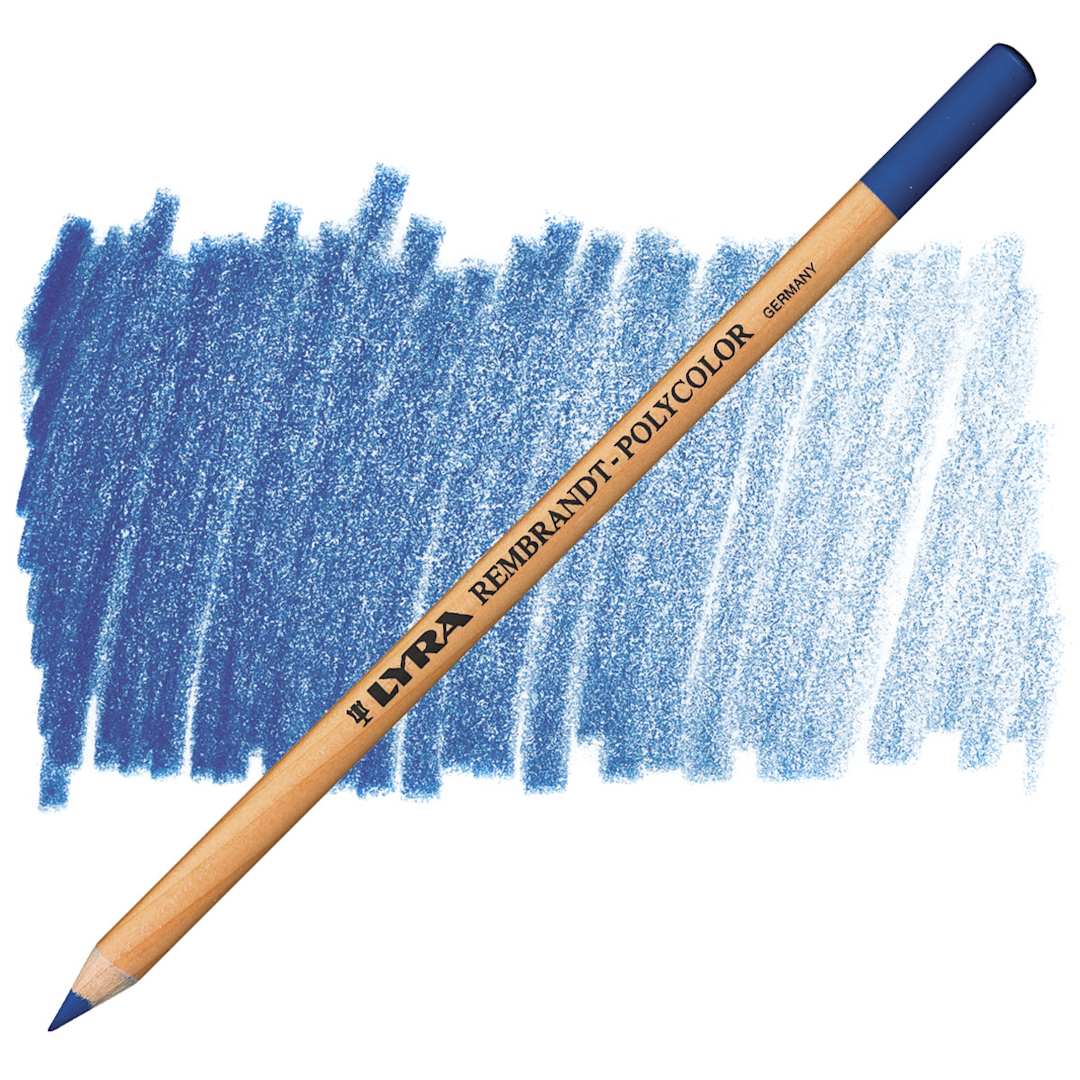 Open in modal - Lyra Rembrandt Polycolor Premium Oil-Based Colored Pencil - Prussian Blue pencil and swatch