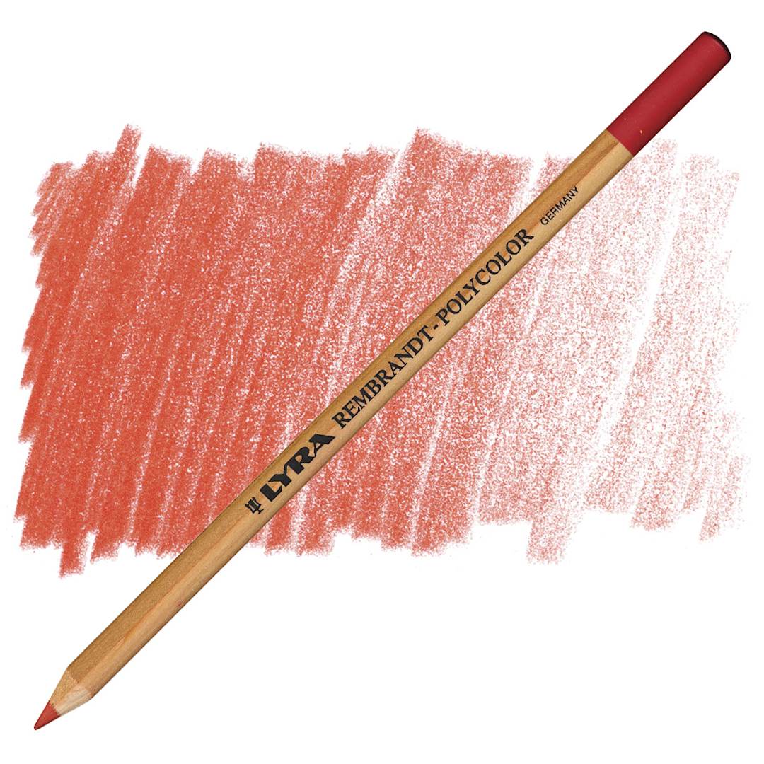 Open in modal - Lyra Rembrandt Polycolor Premium Oil-Based Colored Pencil - Scarlet Lake Deep pencil and swatch