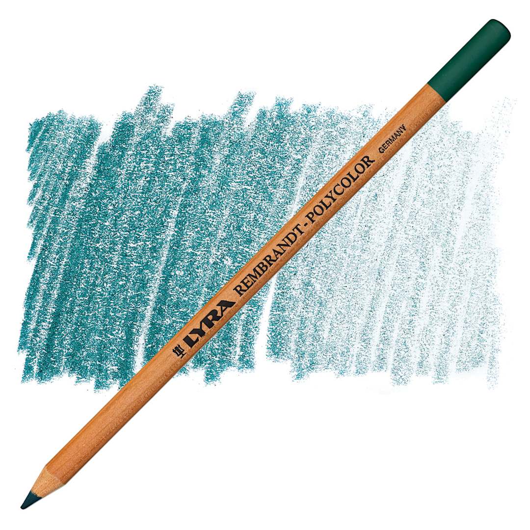 Open in modal - Lyra Rembrandt Polycolor Premium Oil-Based Colored Pencil - Mineral Green pencil and swatch
