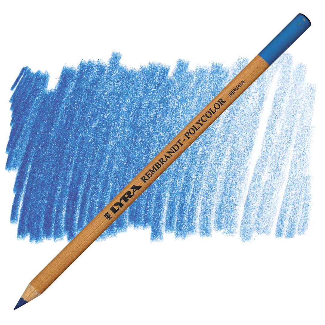 Open in modal - Lyra Rembrandt Polycolor Premium Oil-Based Colored Pencil - Cerulean pencil and swatch