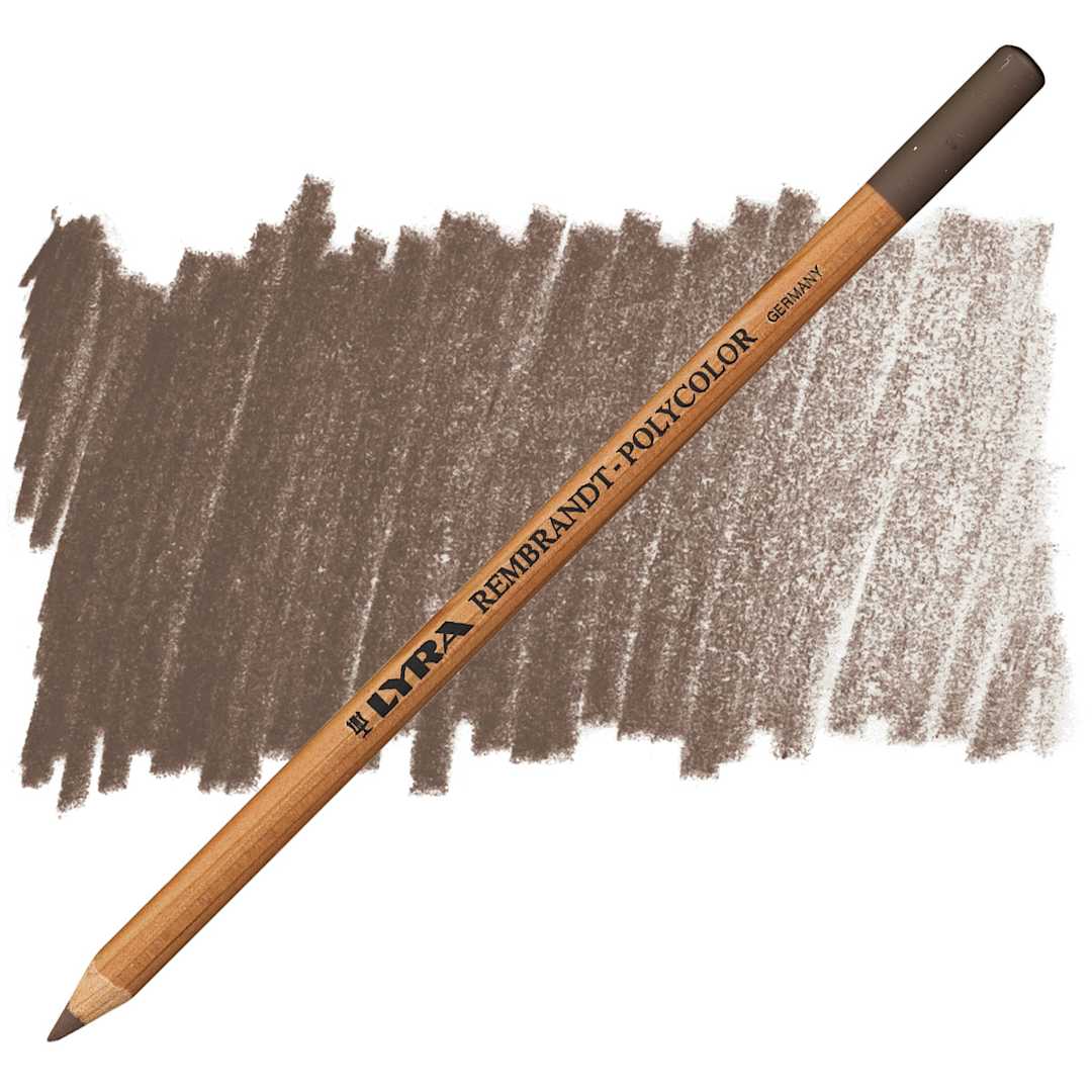 Open in modal - Lyra Rembrandt Polycolor Premium Oil-Based Colored Pencil - Van Dyck Brown pencil and swatch