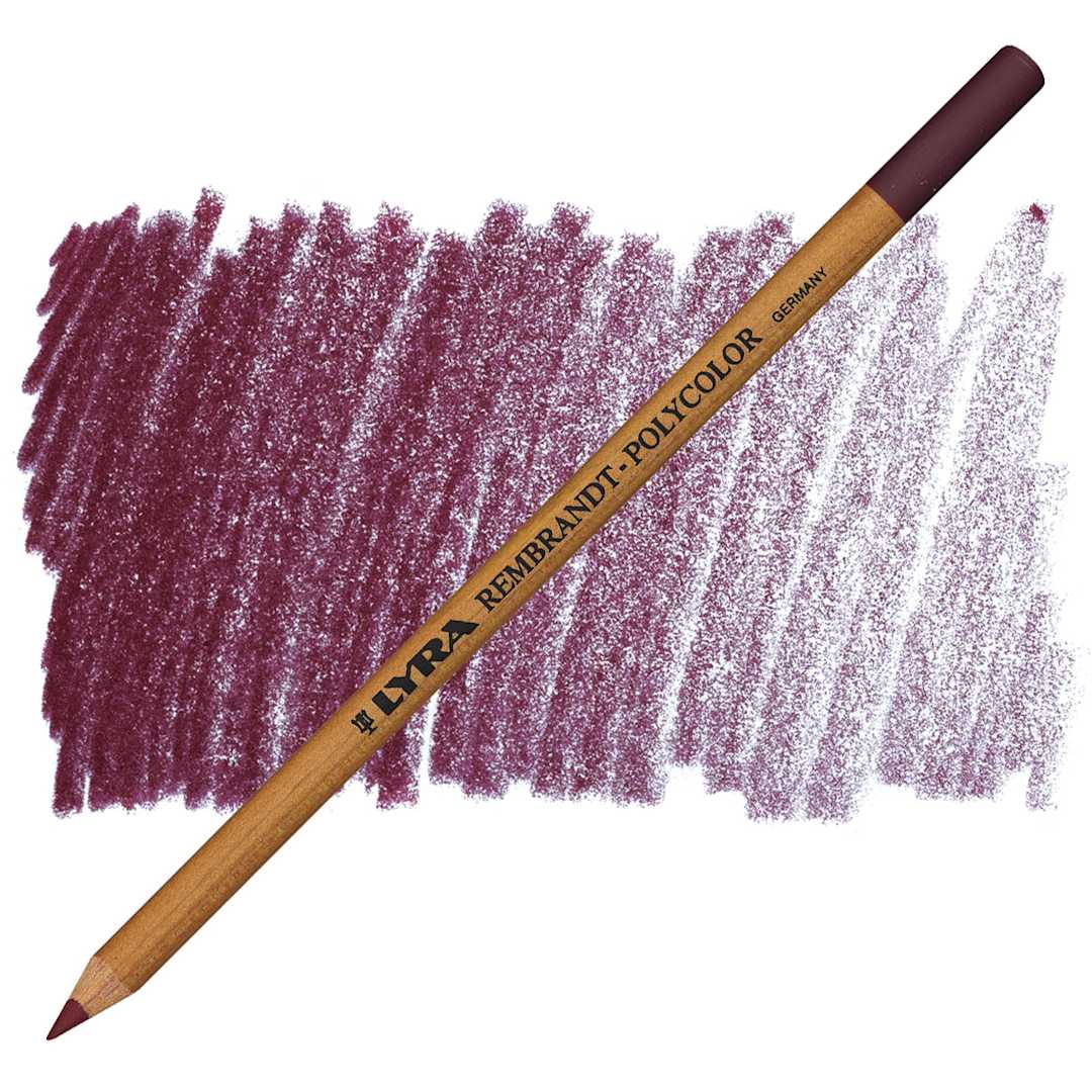 Open in modal - Lyra Rembrandt Polycolor Premium Oil-Based Colored Pencil - Bordeaux pencil and swatch