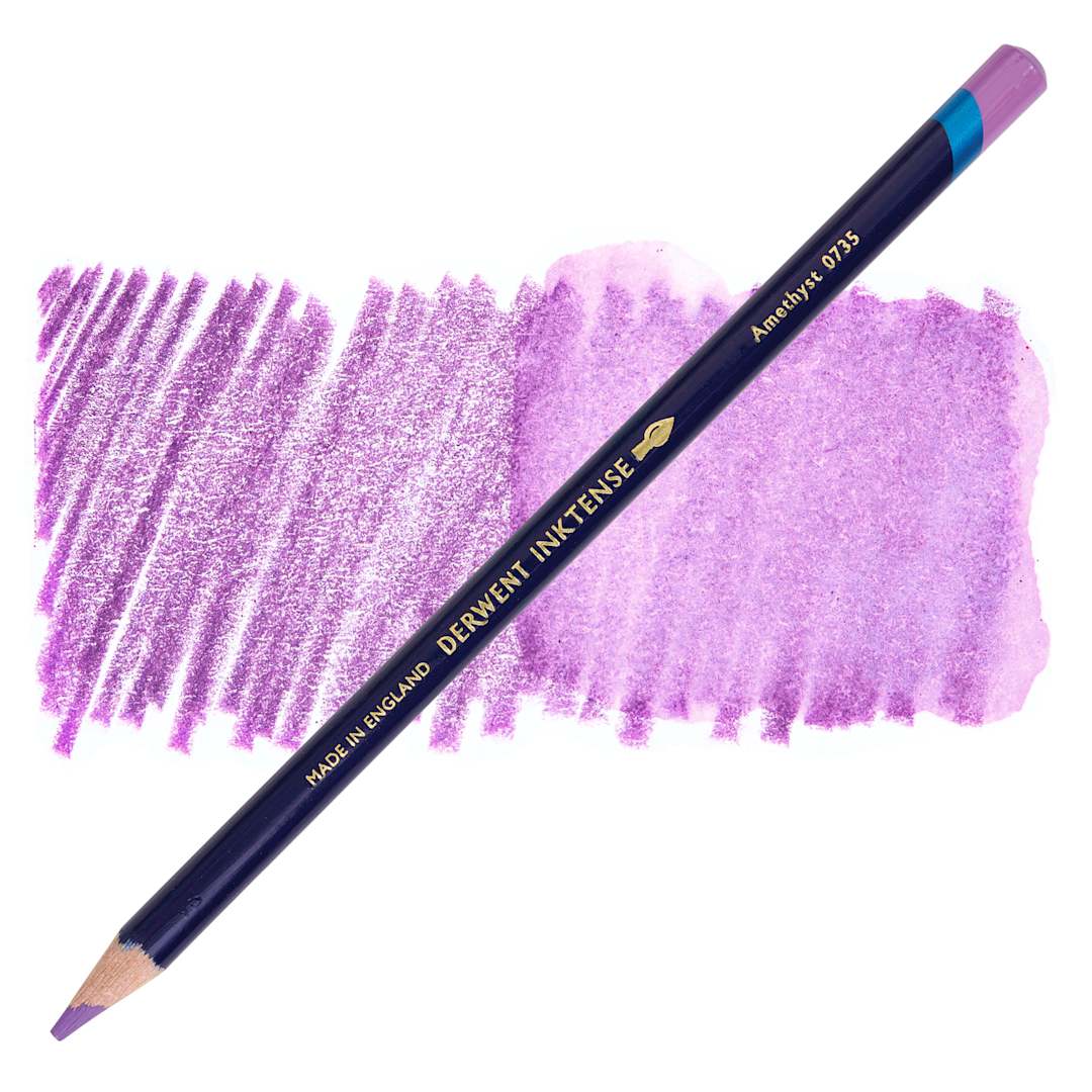 Open in modal - Derwent Inktense Pencil - Amethyst, swatch and pencil