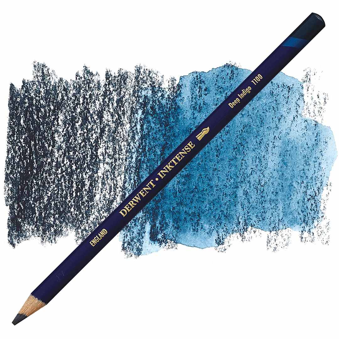 Open in modal - Derwent Inktense Pencil - Deep Indigo pencil and swatch