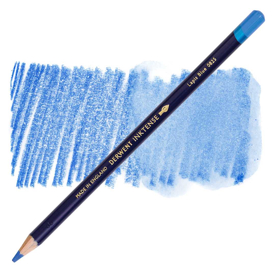 Open in modal - Derwent Inktense Pencil - Lapis Blue, swatch and pencil
