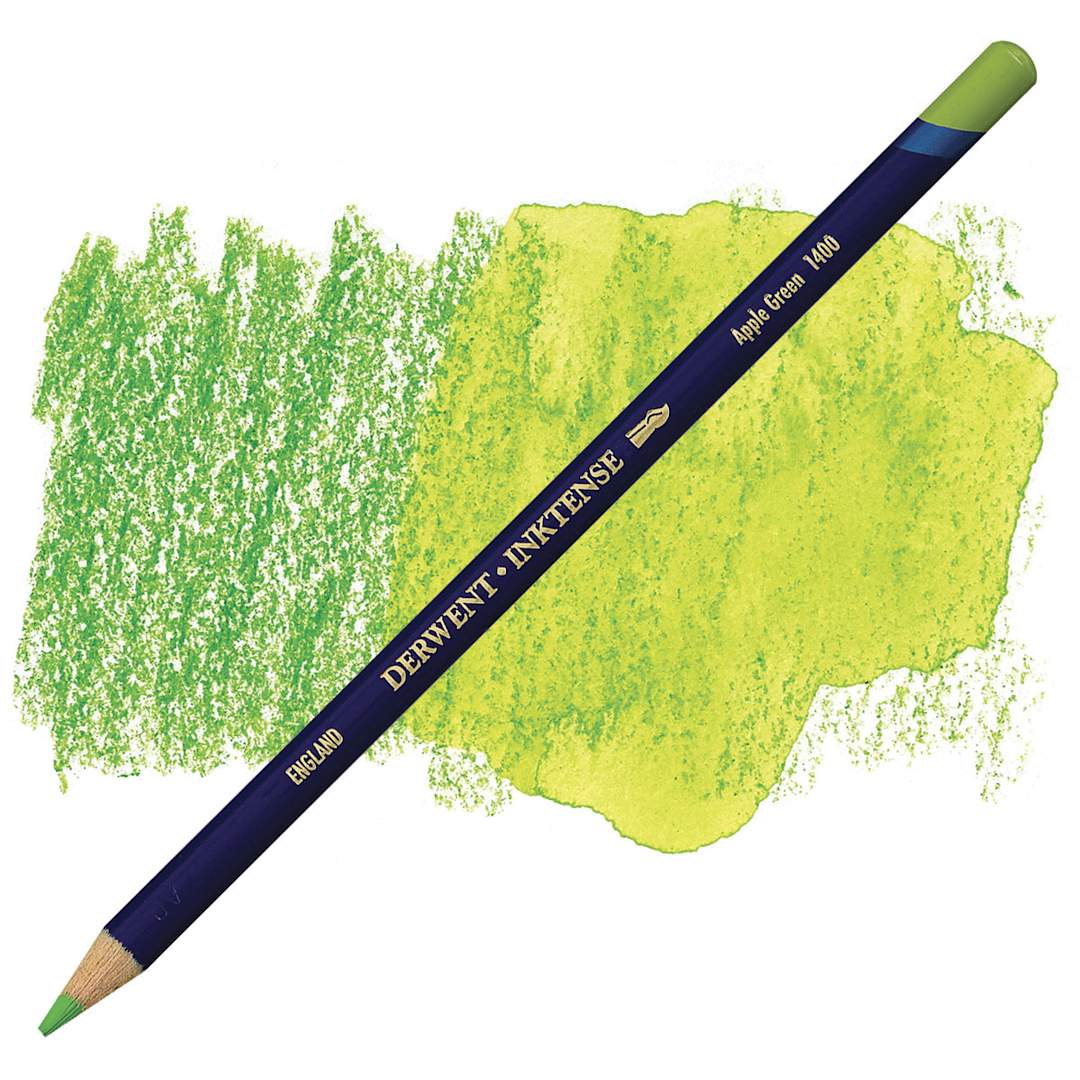 Open in modal - Derwent Inktense Pencil - Apple Green pencil and swatch