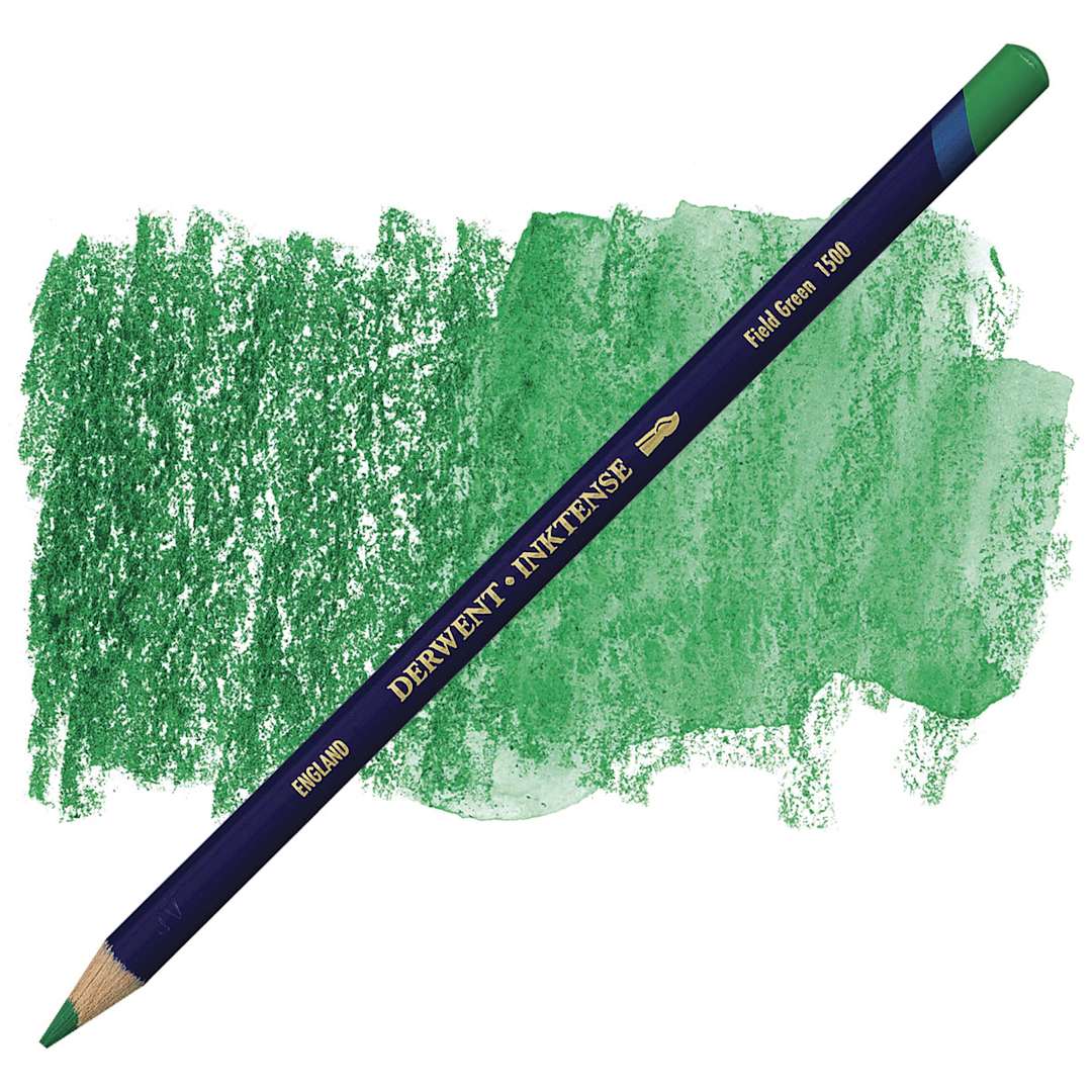 Open in modal - Derwent Inktense Pencil - Field Green pencil and swatch