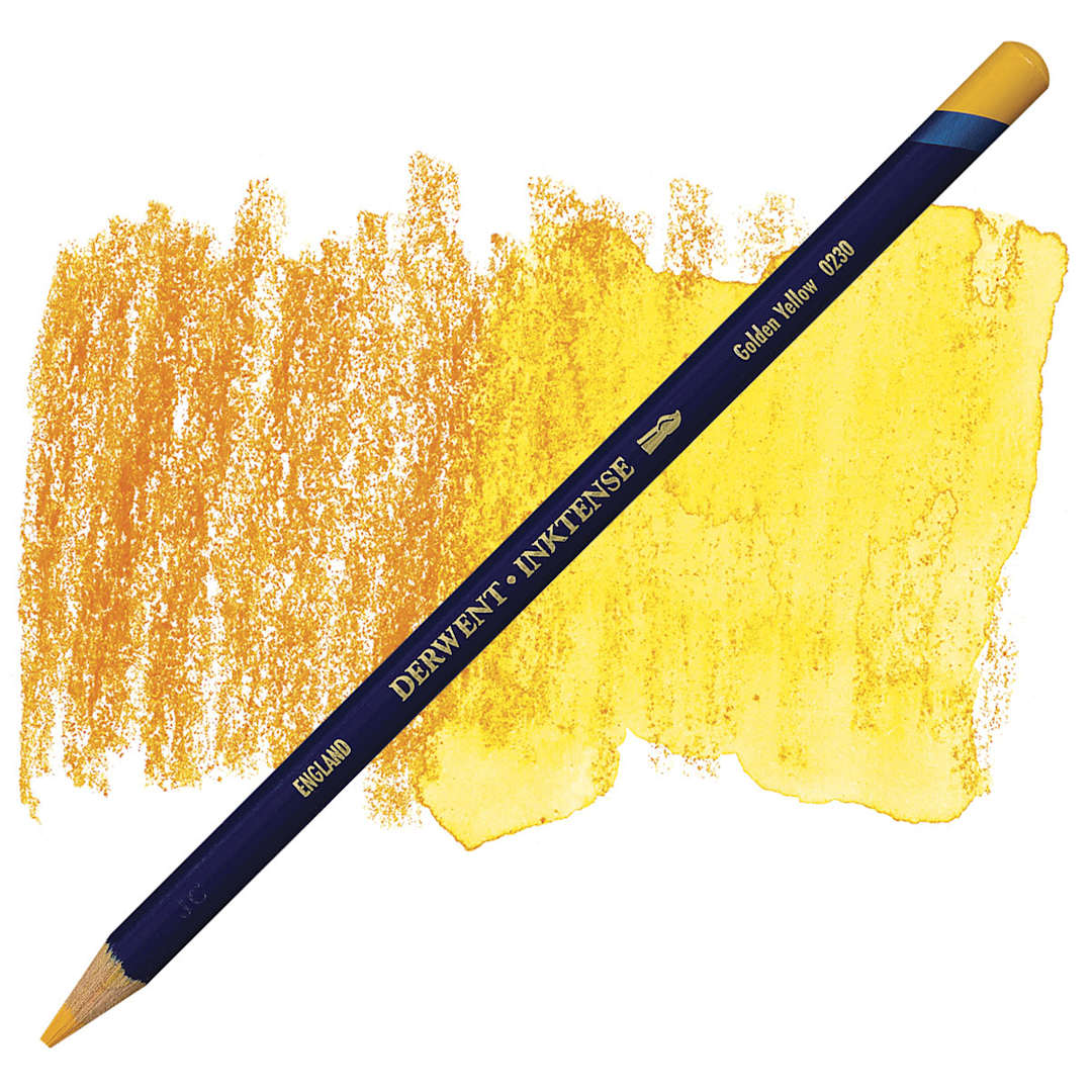 Open in modal - Derwent Inktense Pencil - Golden Yellow pencil and swatch