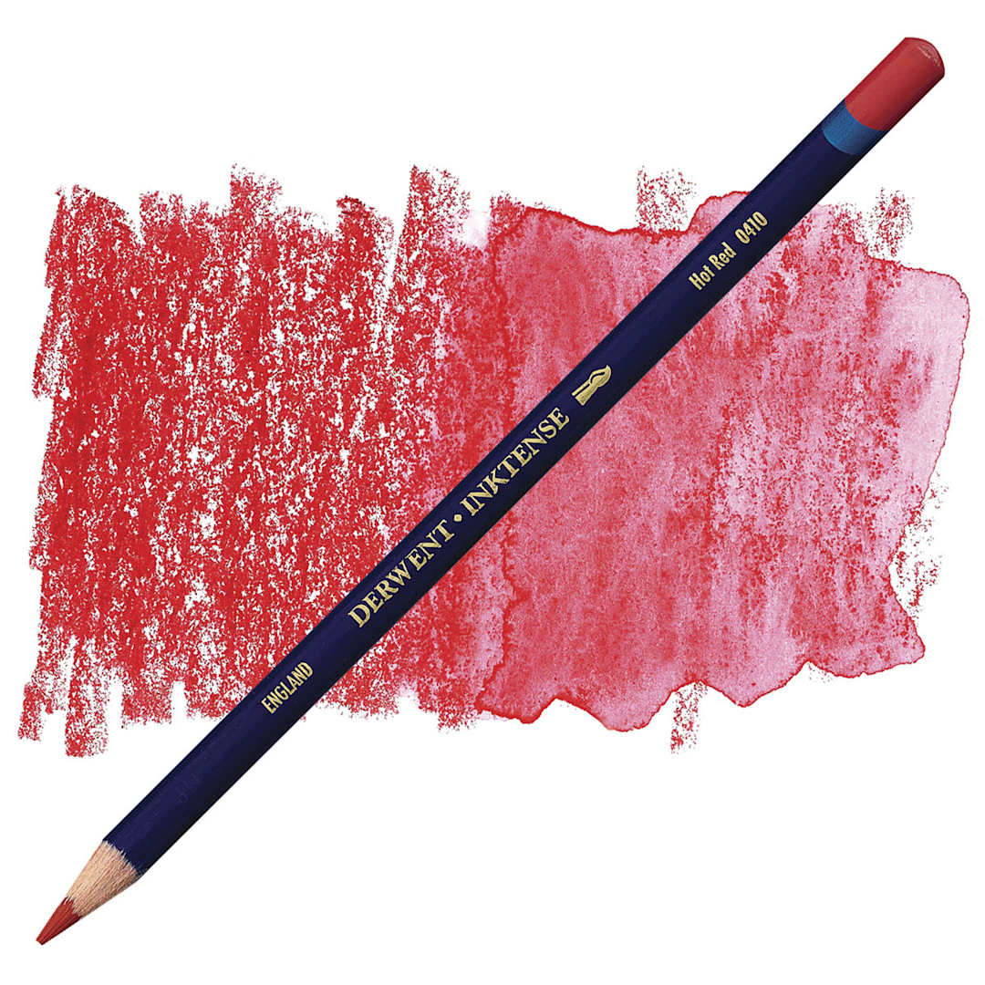 Open in modal - Derwent Inktense Pencil - Hot Red pencil and swatch