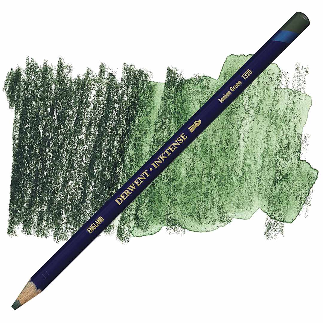 Open in modal - Derwent Inktense Pencil - Ionian Green pencil and swatch
