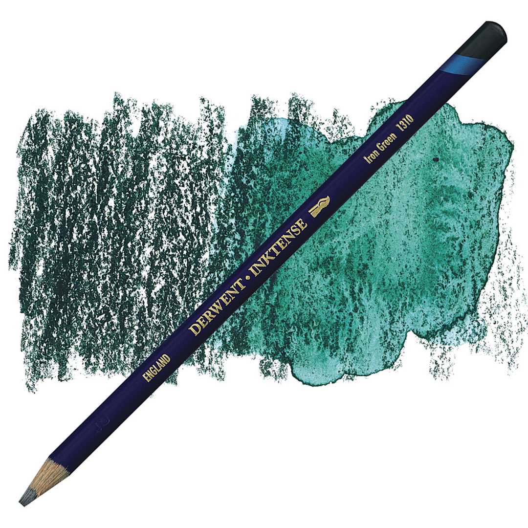 Open in modal - Derwent Inktense Pencil - Iron Green pencil and swatch