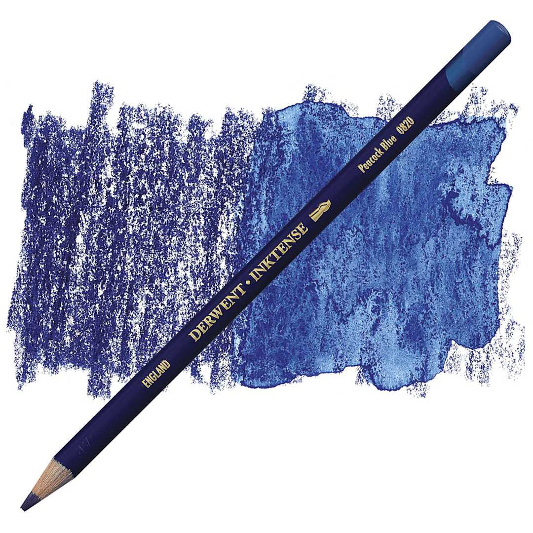 Open in modal - Derwent Inktense Pencil - Peacock Blue pencil and swatch