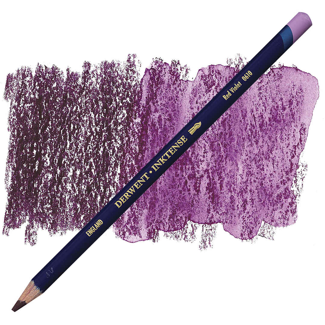 Open in modal - Derwent Inktense Pencil - Red Violet pencil and swatch