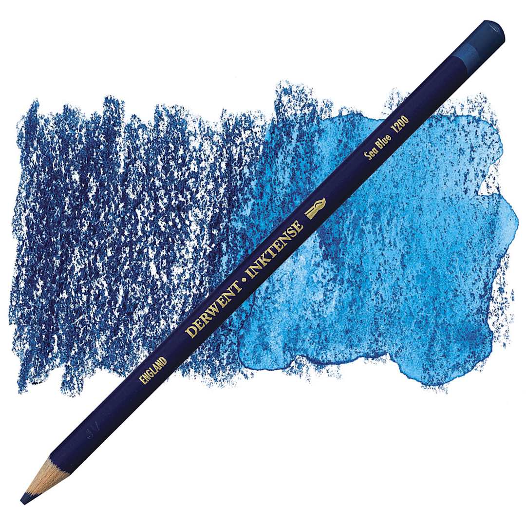 Open in modal - Derwent Inktense Pencil - Sea Blue pencil and swatch