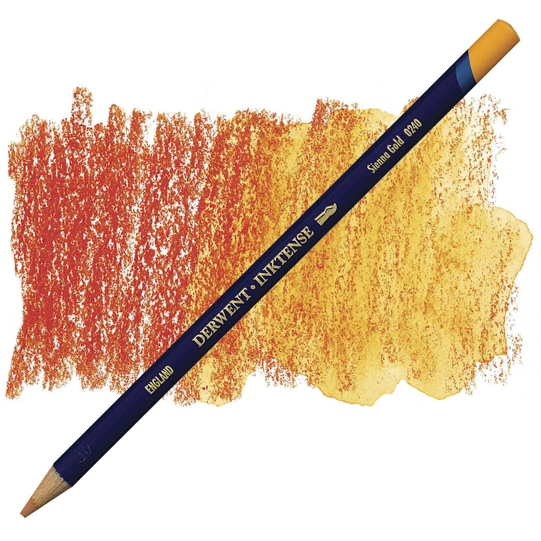 Open in modal - Derwent Inktense Pencil - Sienna Gold pencil and swatch
