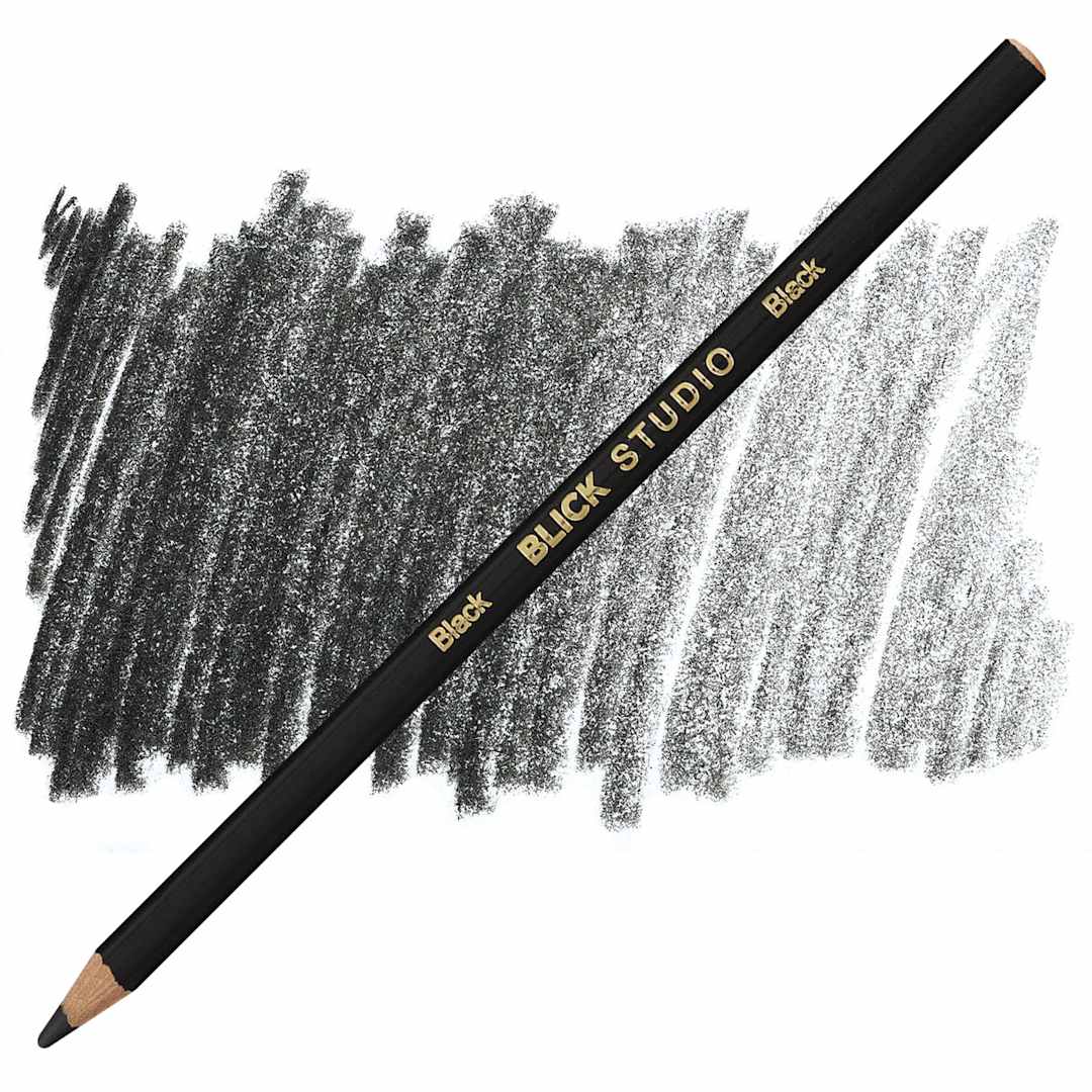 Open in modal - Blick Studio Artists' Colored Pencil - Black pencil and swatch