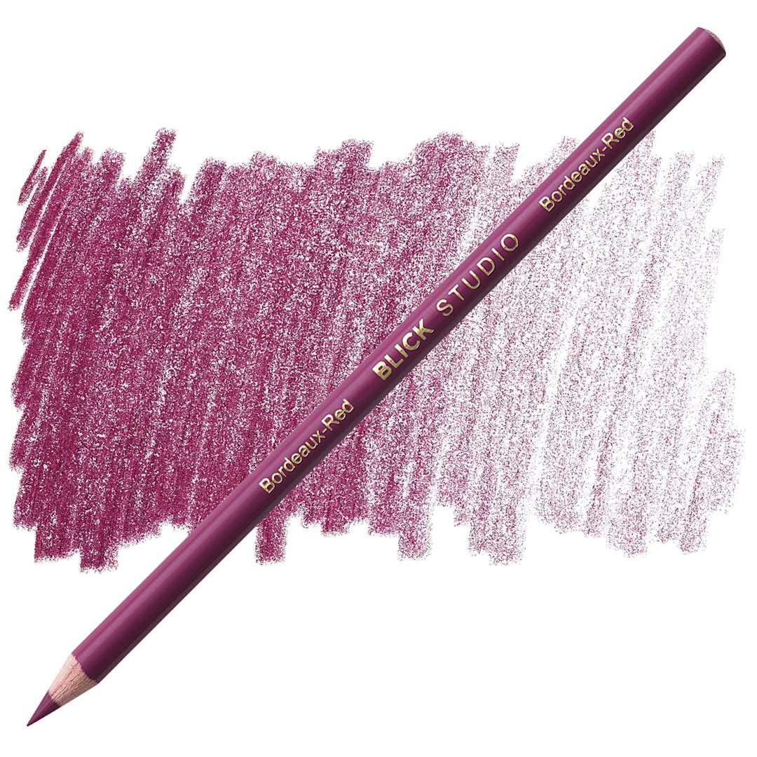 Open in modal - Blick Studio Artists' Colored Pencil - Bordeaux-Red pencil and swatch