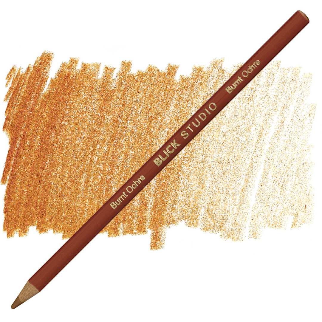 Open in modal - Blick Studio Artists' Colored Pencil - Burnt Ochre pencil and swatch