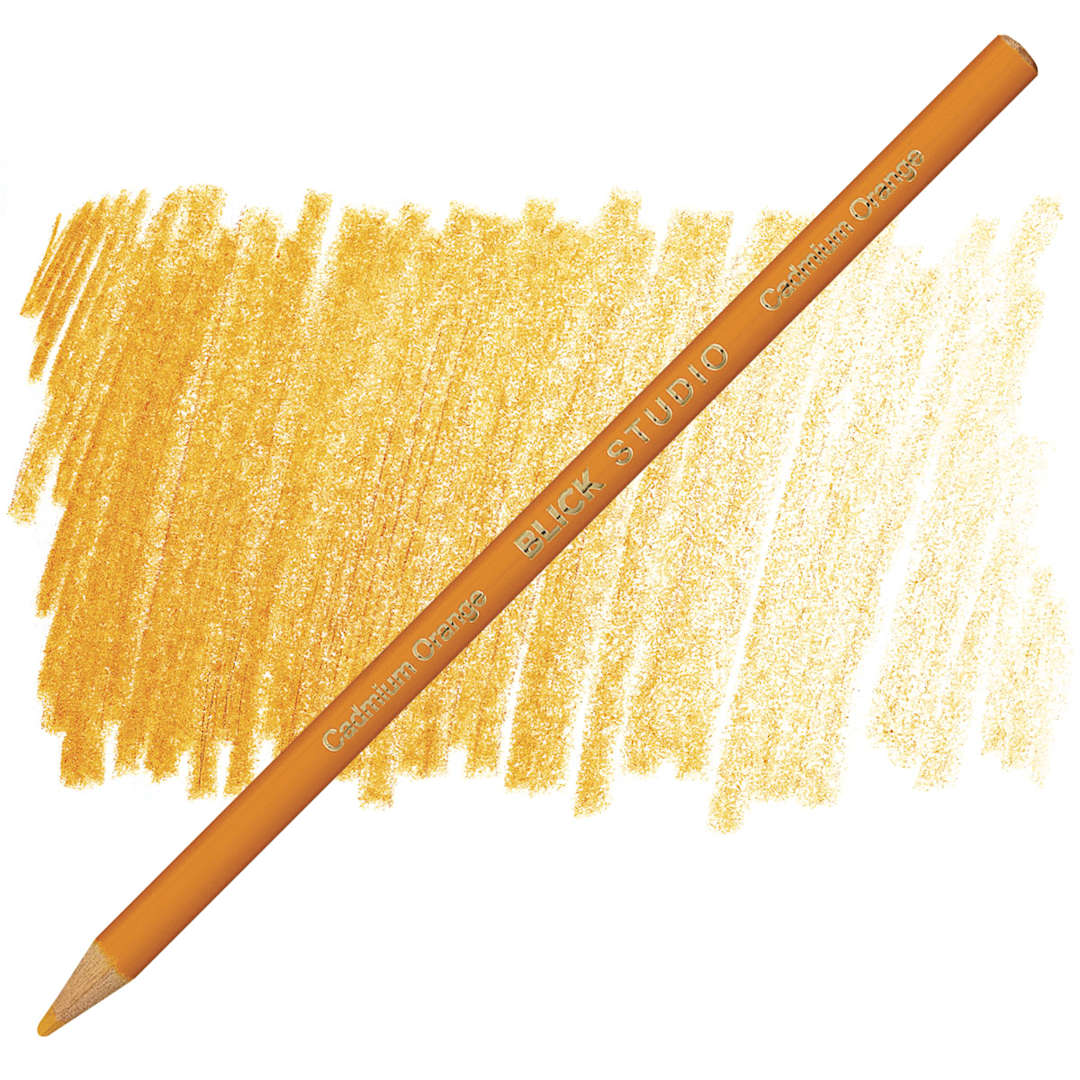 Open in modal - Blick Studio Artists' Colored Pencil - Cadmium Orange pencil and swatch