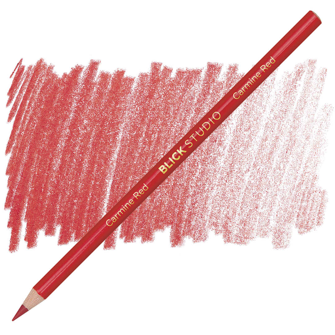 Open in modal - Blick Studio Artists' Colored Pencil - Carmine Red pencil and swatch