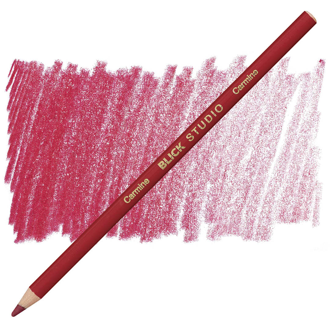 Open in modal - Blick Studio Artists' Colored Pencil - Carmine pencil and swatch