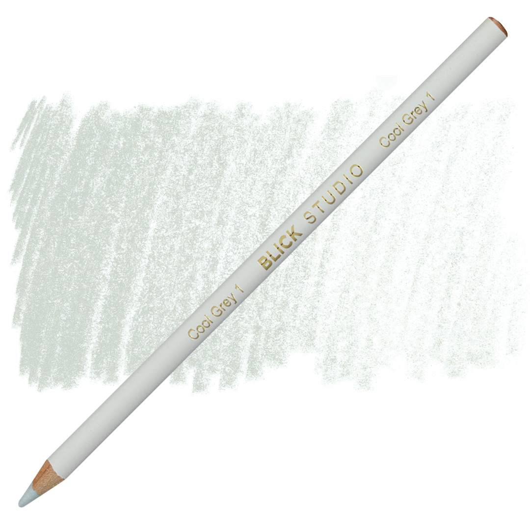 Open in modal - Blick Studio Artists' Colored Pencil - Cool Grey 1 pencil and swatch