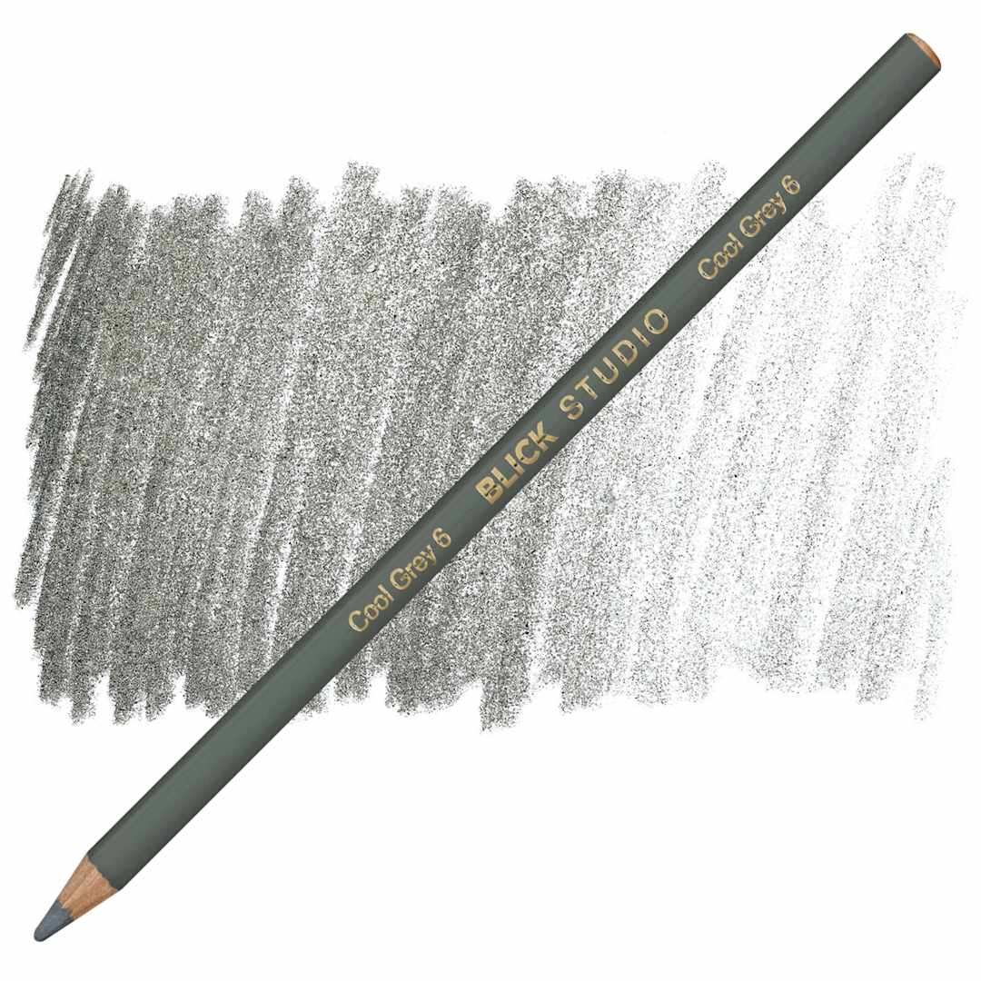Open in modal - Blick Studio Artists' Colored Pencil - Cool Grey 6 pencil and swatch