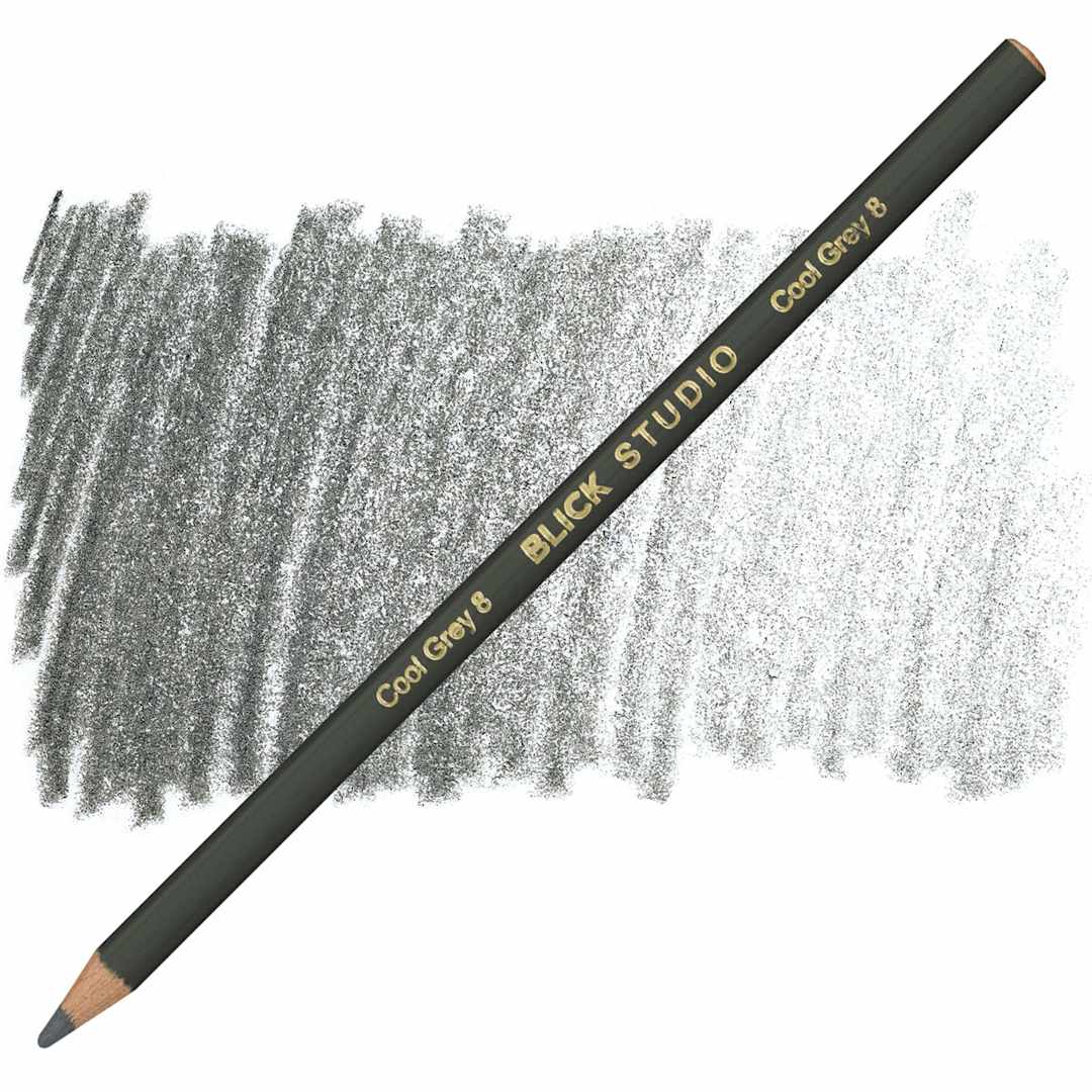 Open in modal - Blick Studio Artists' Colored Pencil - Cool Grey 8 pencil and swatch