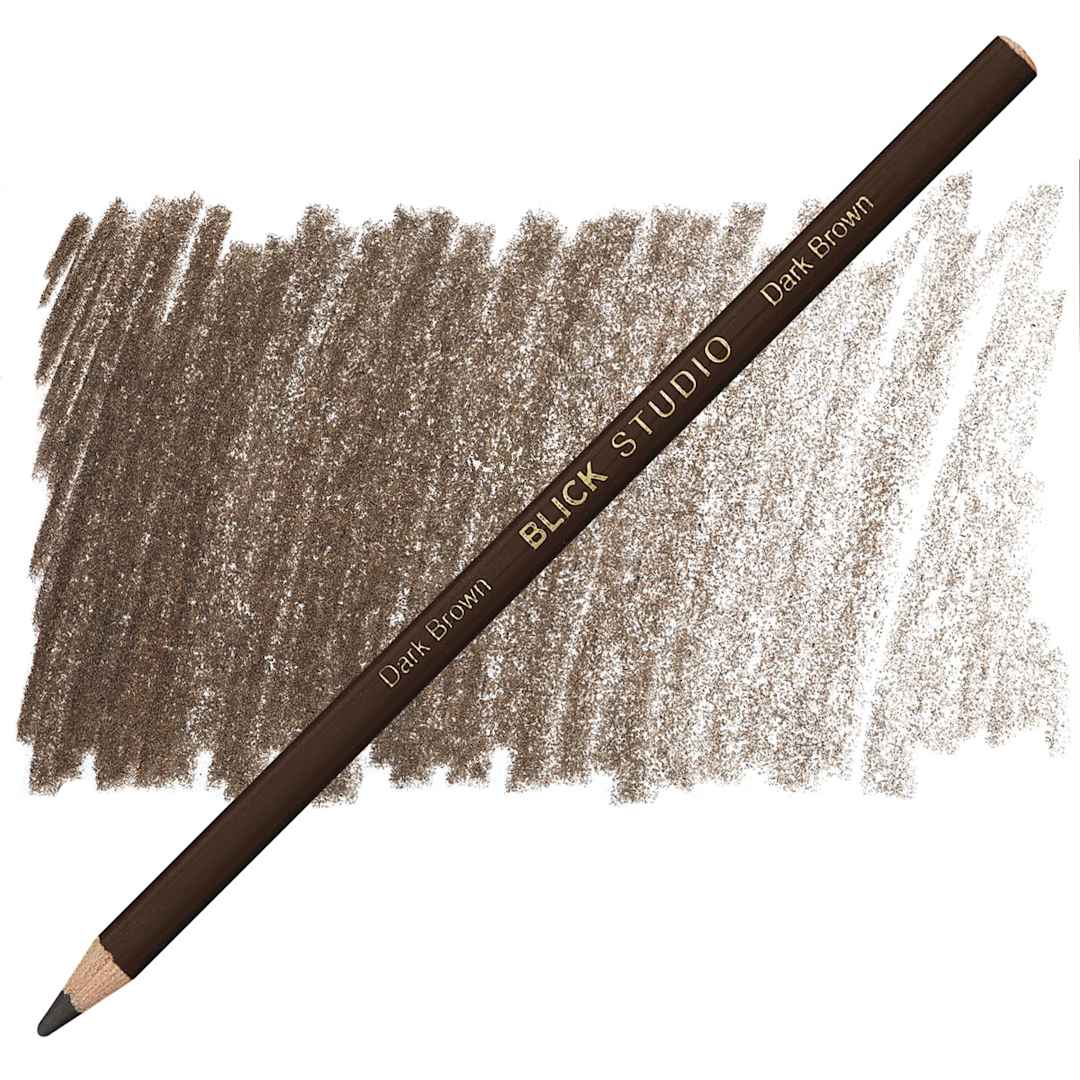 Open in modal - Blick Studio Artists' Colored Pencil - Dark Brown pencil and swatch