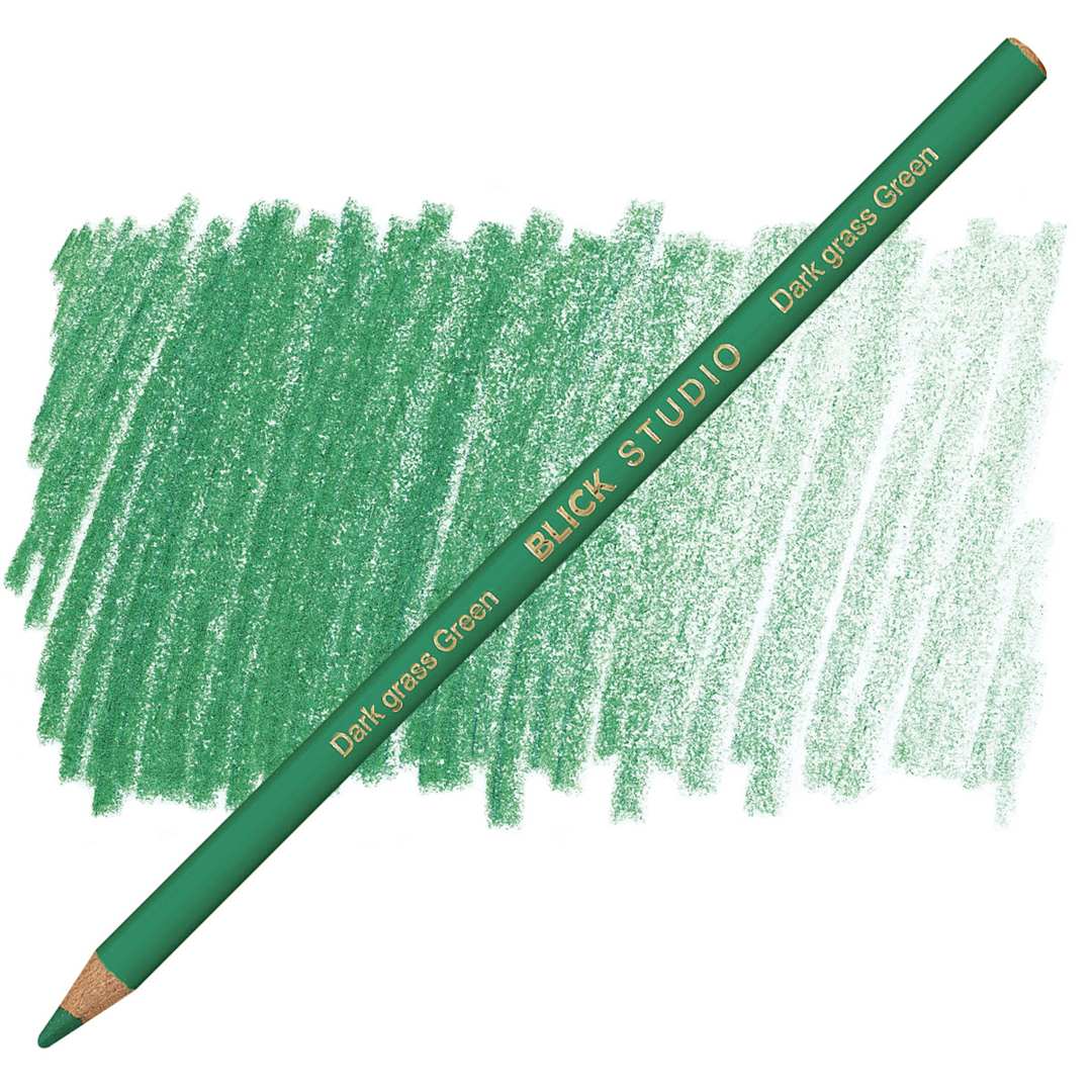 Open in modal - Blick Studio Artists' Colored Pencil - Grass Green Dark pencil and swatch