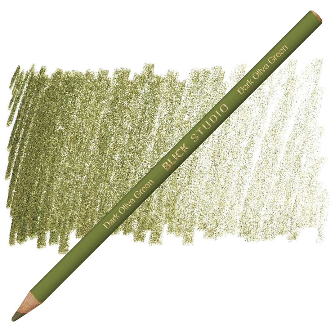 Open in modal - Blick Studio Artists' Colored Pencil - Dark Olive Green pencil and swatch