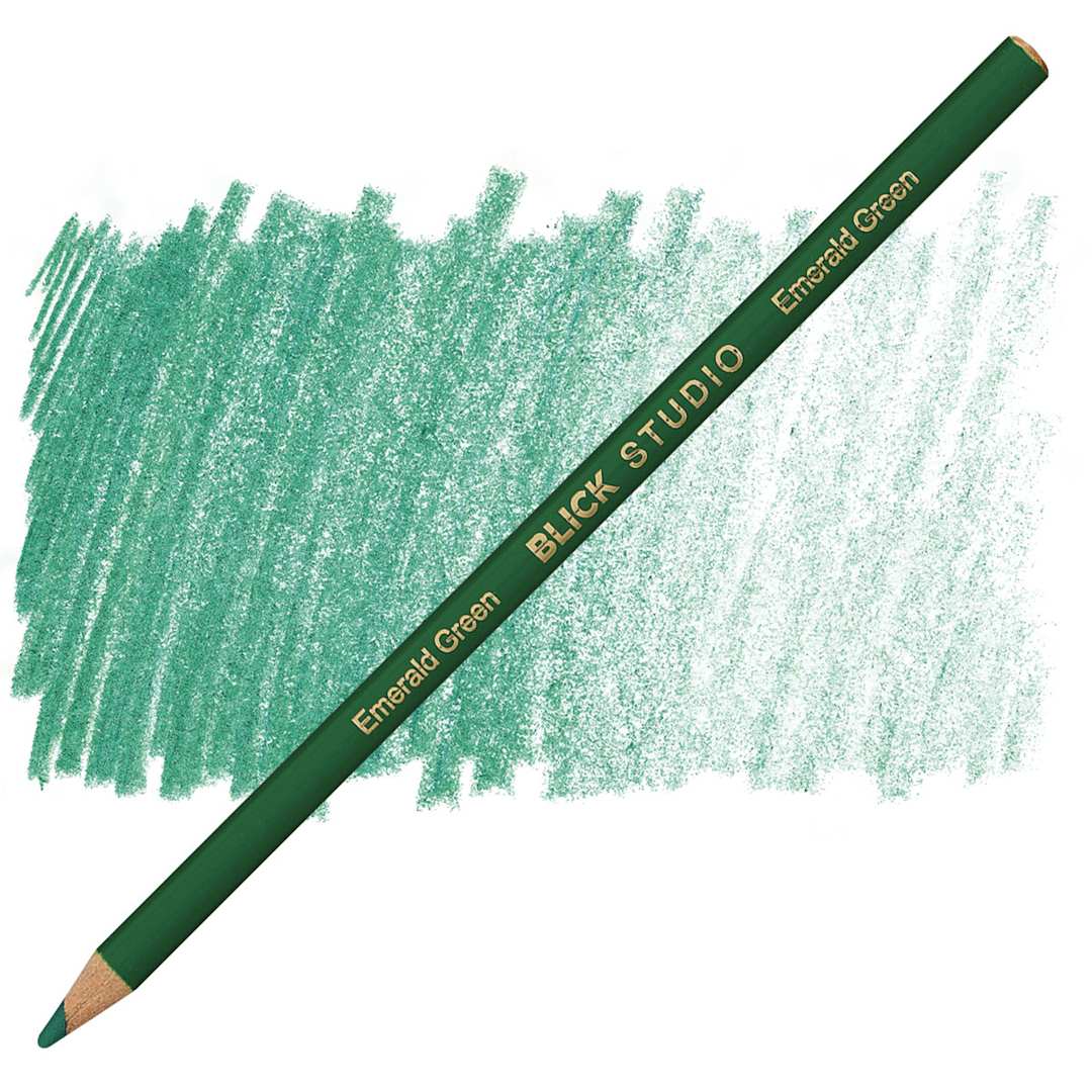 Open in modal - Blick Studio Artists' Colored Pencil - Emerald Green pencil and swatch