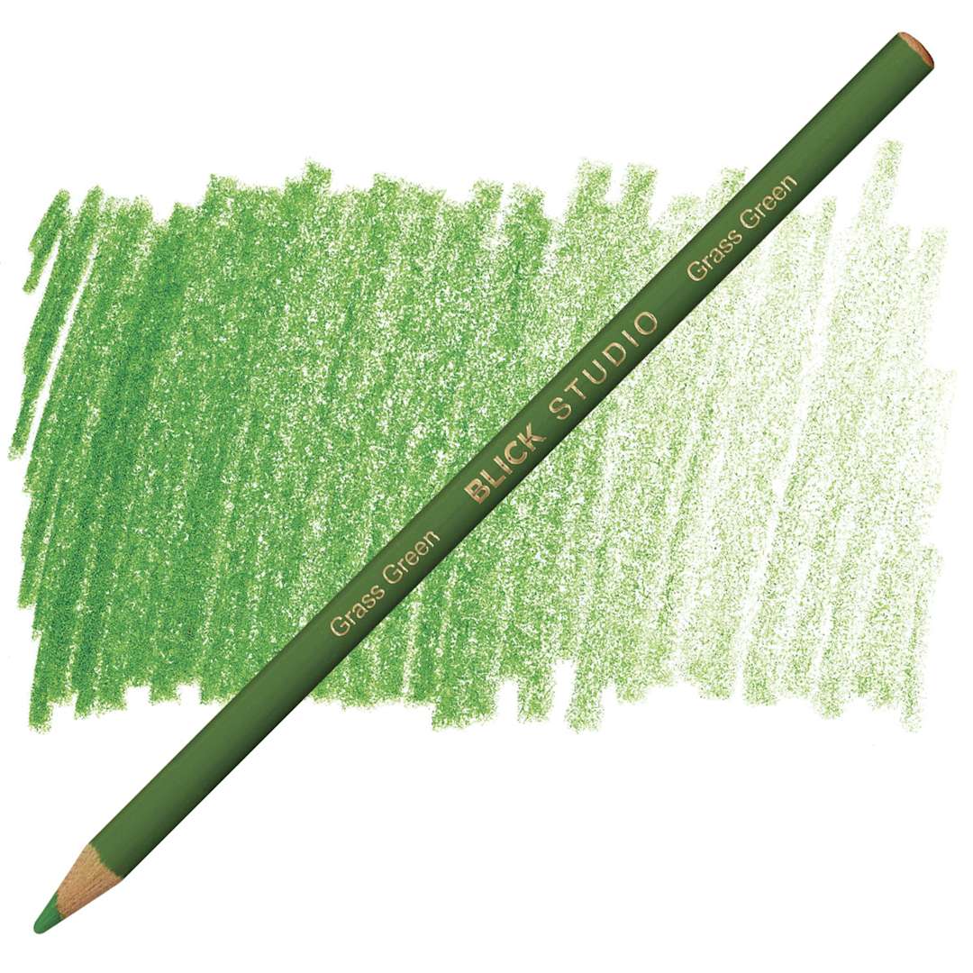 Open in modal - Blick Studio Artists' Colored Pencil - Grass Green Light pencil and swatch