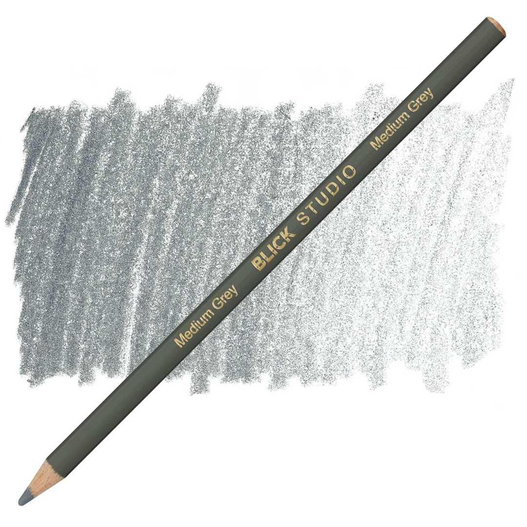 Open in modal - Blick Studio Artists' Colored Pencil - Medium Grey pencil and swatch