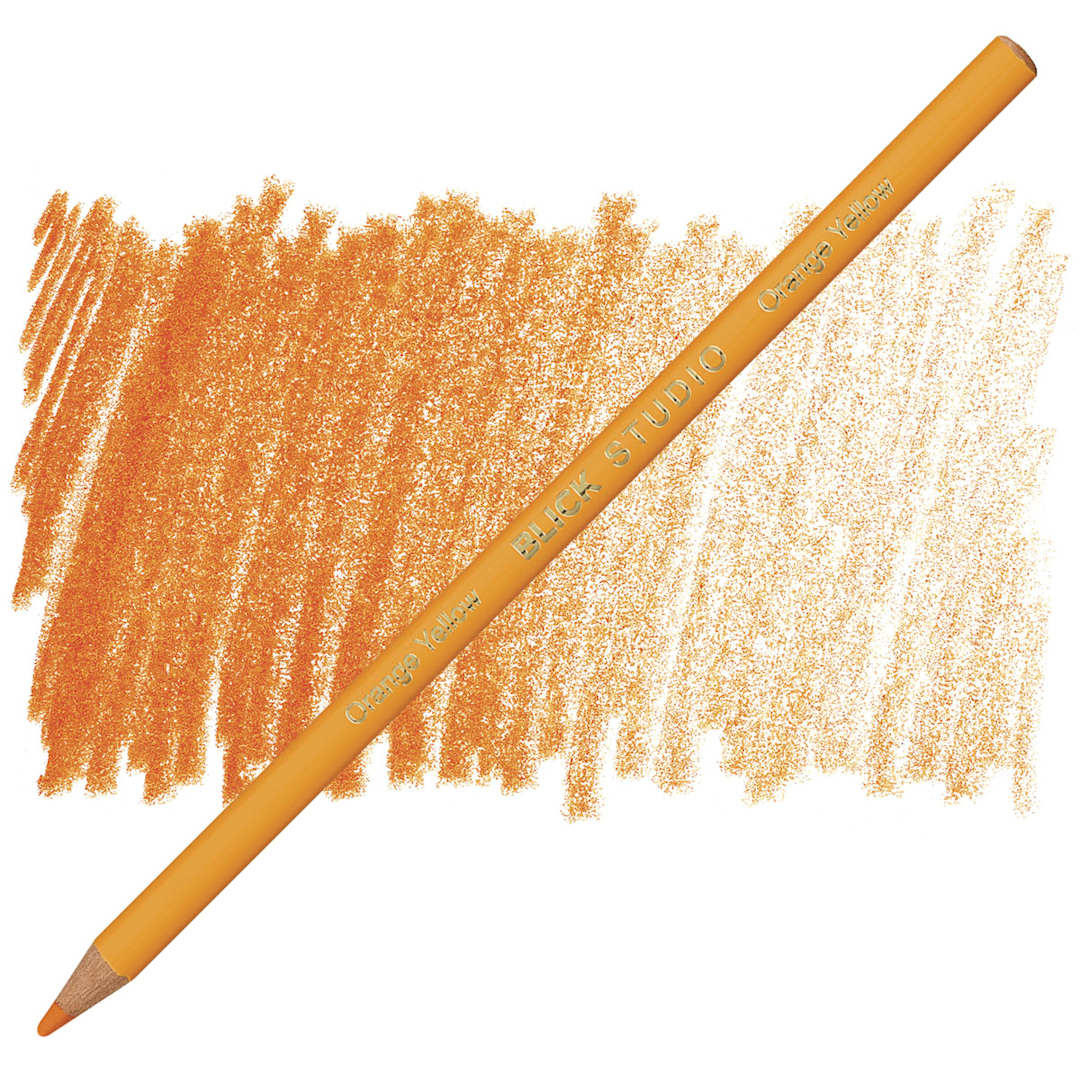 Open in modal - Blick Studio Artists' Colored Pencil - Orange Yellow pencil and swatch
