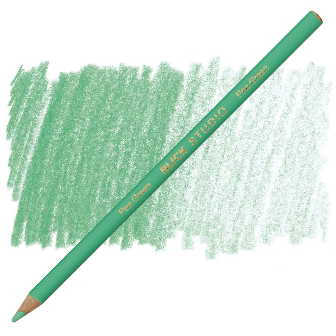 Open in modal - Blick Studio Artists' Colored Pencil - Pea Green pencil and swatch