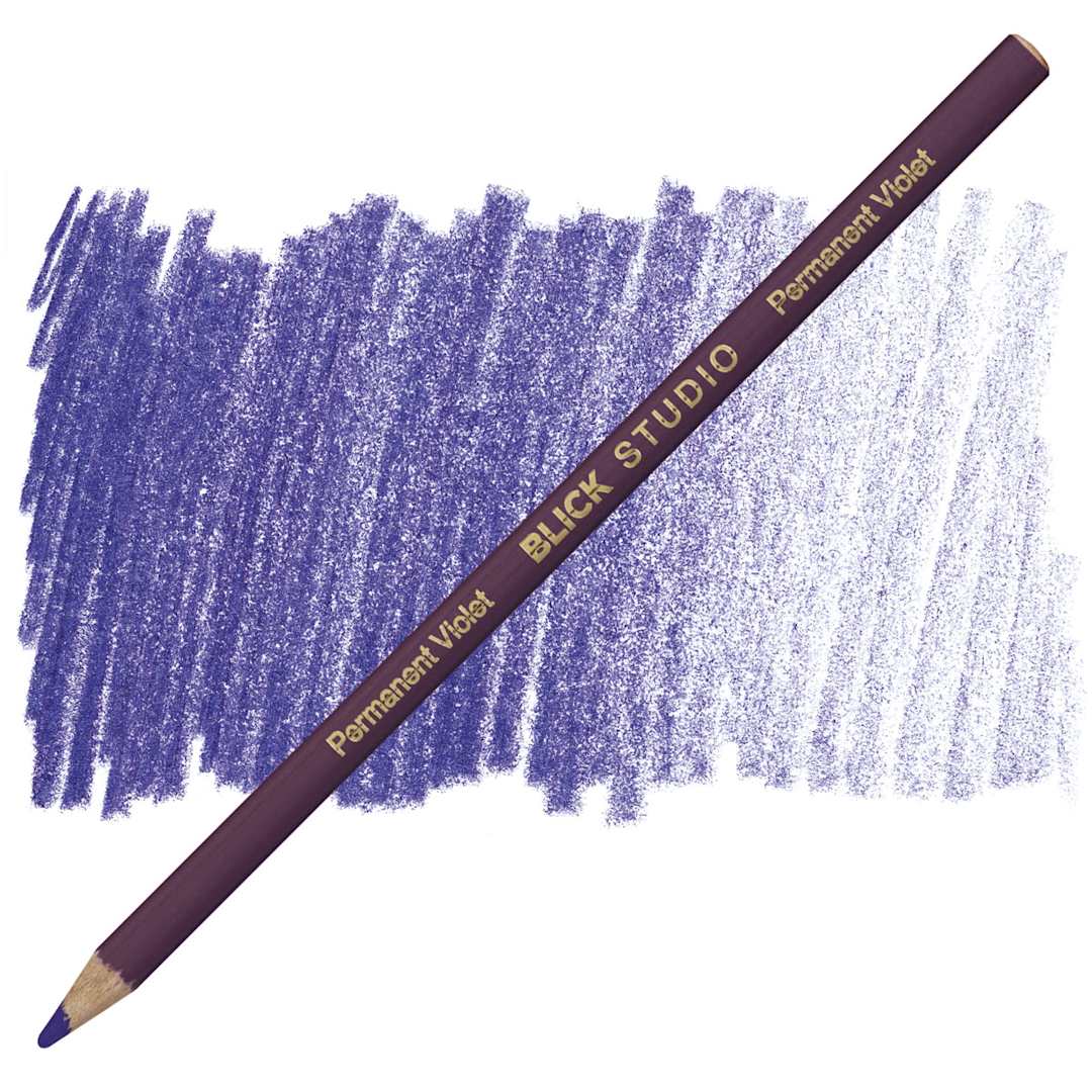 Open in modal - Blick Studio Artists' Colored Pencil - Permanent Violet pencil and swatch