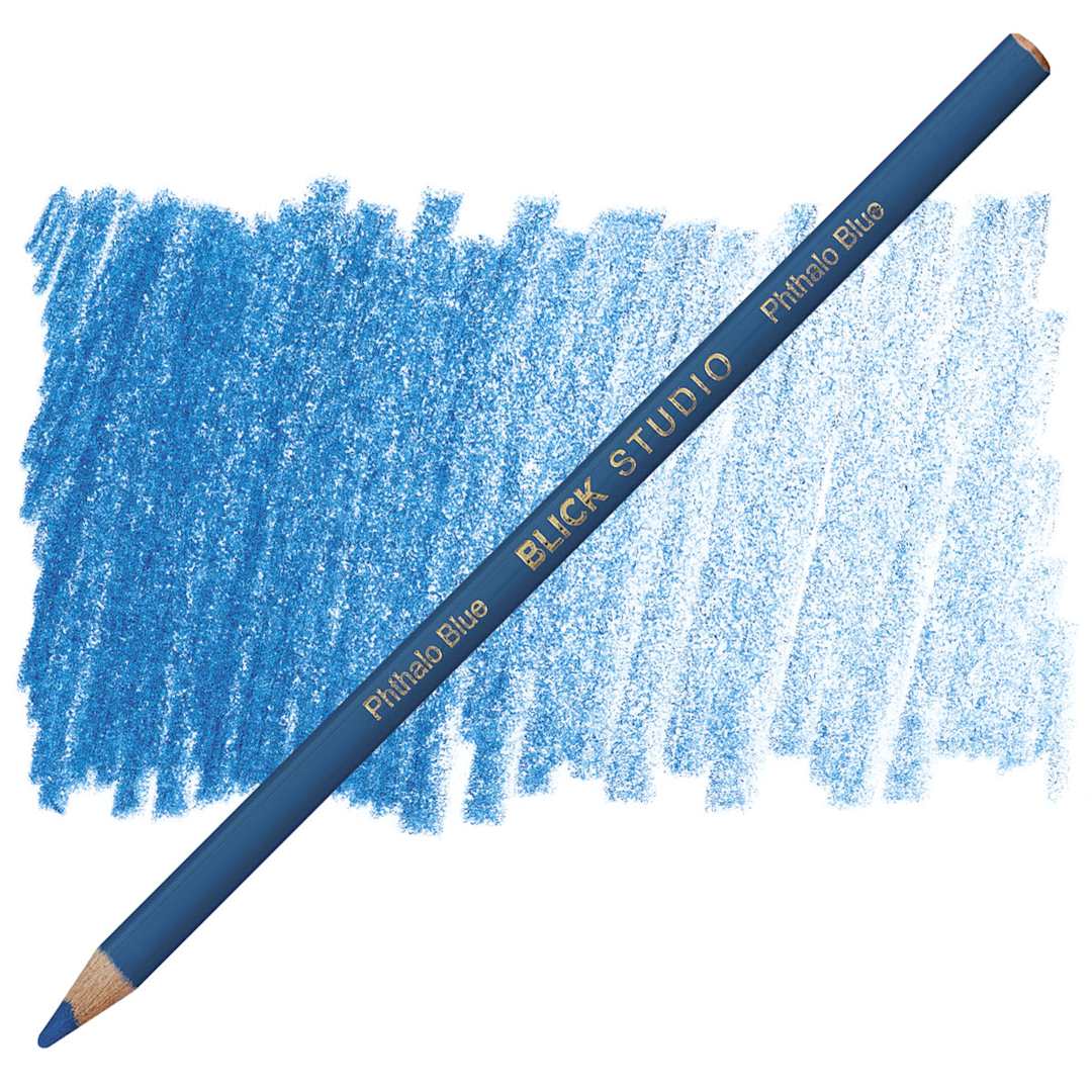 Open in modal - Blick Studio Artists' Colored Pencil - Pthalo Blue pencil and swatch