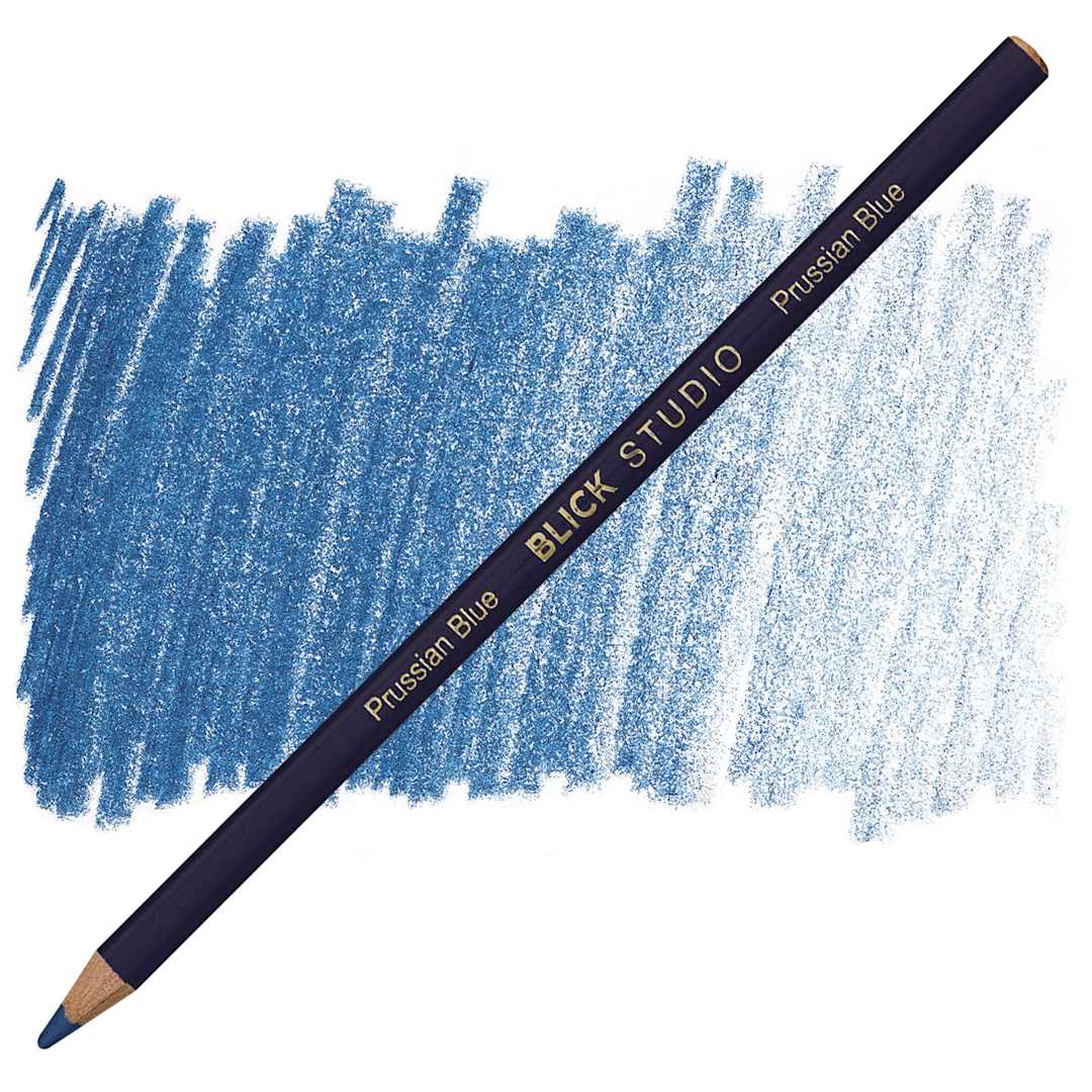 Open in modal - Blick Studio Artists' Colored Pencil - Prussian Blue pencil and swatch